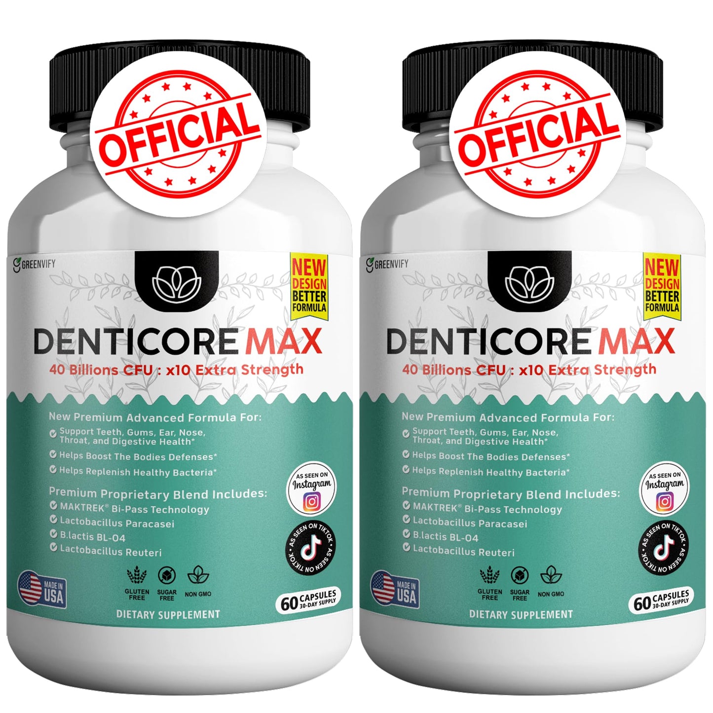DentiCore Max for Gums and Teeth Health - 40 Billion CFU Advanced Oral Probiotics, Fresh Breath Support, 120 Capsules