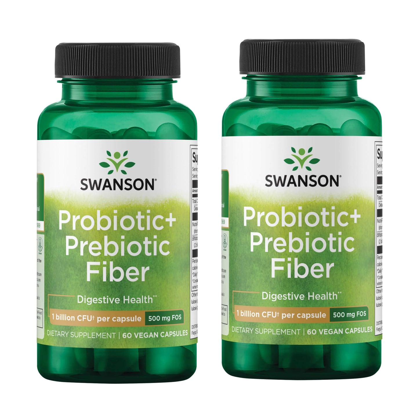 Swanson Prebiotic + Probiotic Fiber Digestive and Immune Health Supplement for Gut-Health-Conscious Adults with 500 Million CFU, Capsule, 120 Capsules