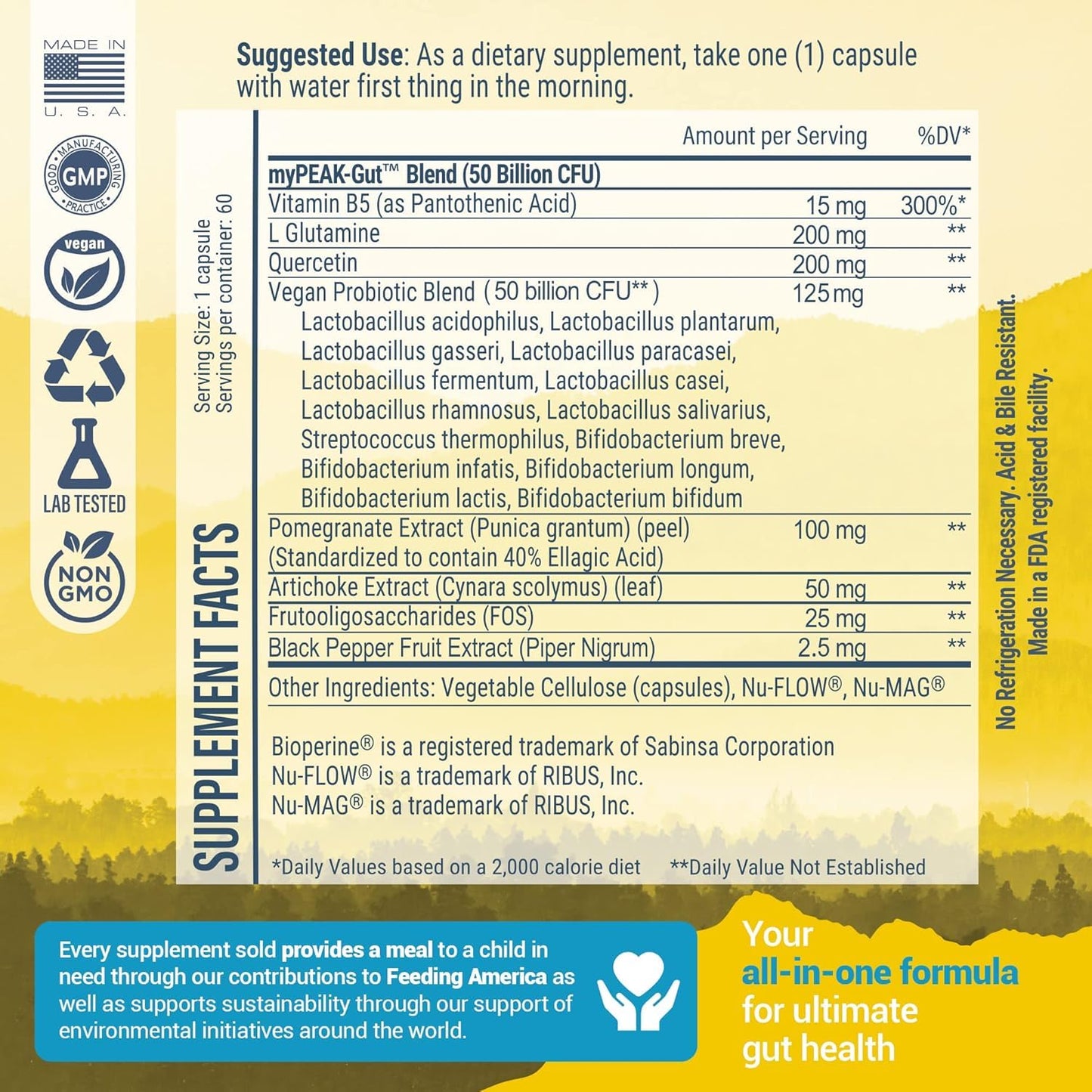 myPEAK PeakBiotic The Ultimate Vegan Synbiotic with 50 Billion CFU Probiotics, Prebiotics, Postbiotics, and Modbiotics for Digestion, Skin, and Mood, Capsules, 60