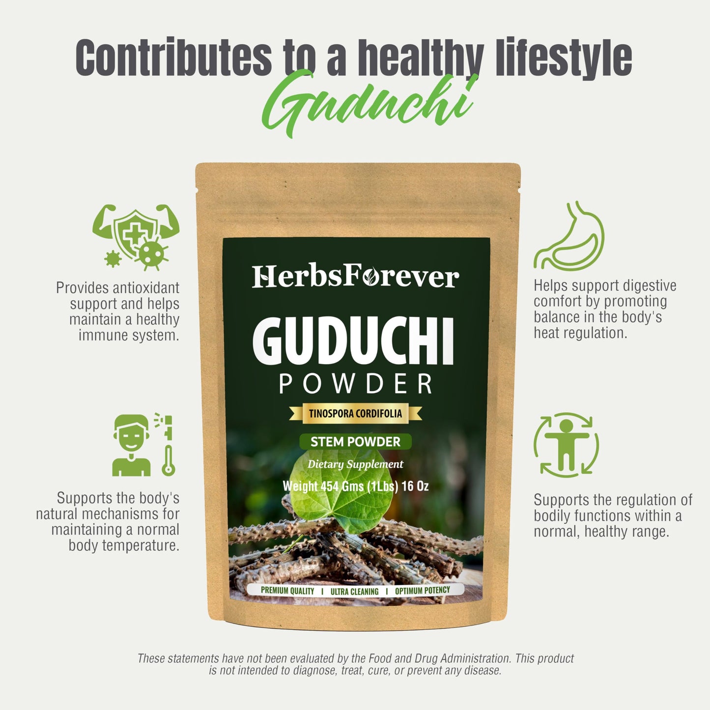 Herbsforever Guduchi Powder Tinospora Cordifolia Powder 16
