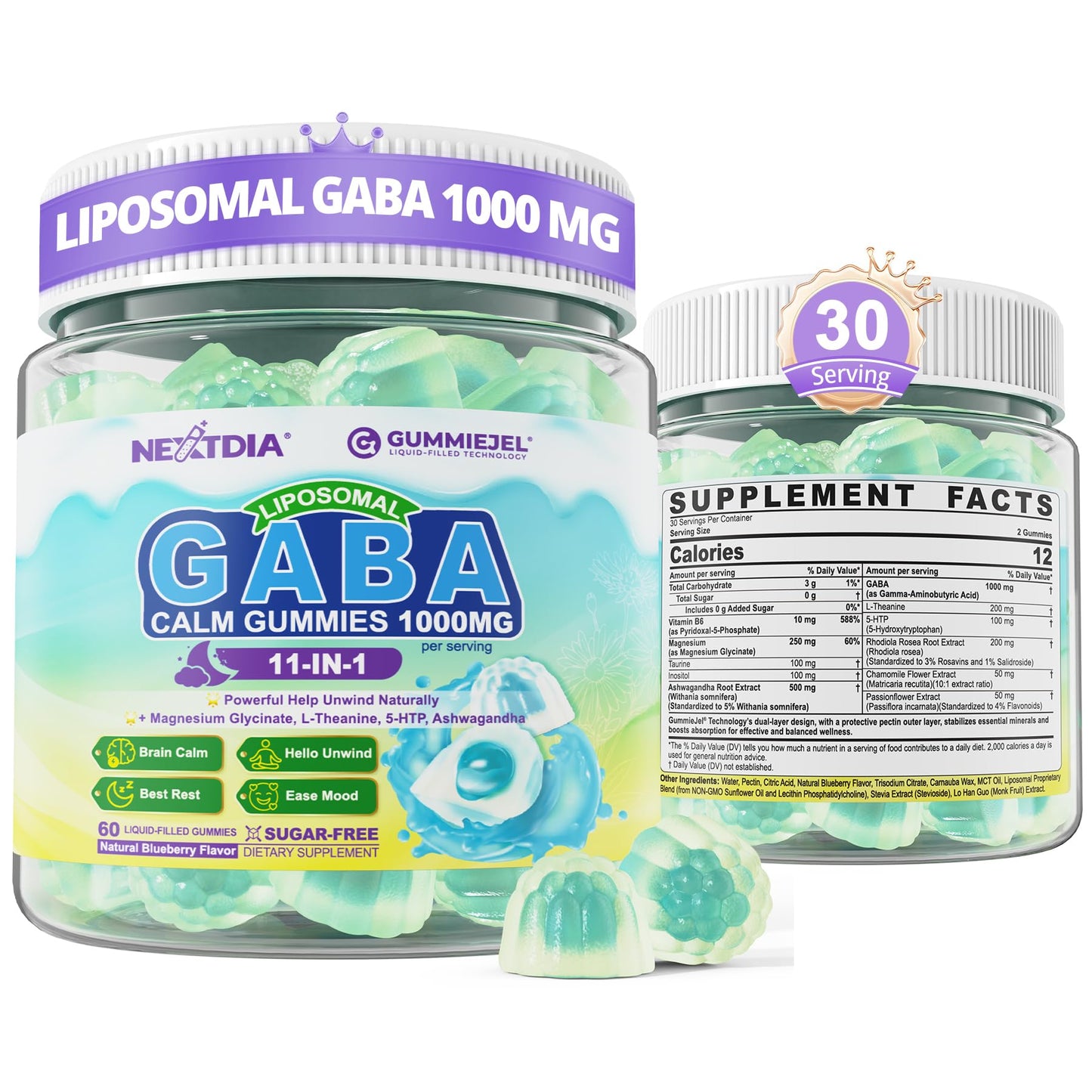 Nextdia GABA Gummies 1000mg Gummy 60 Count