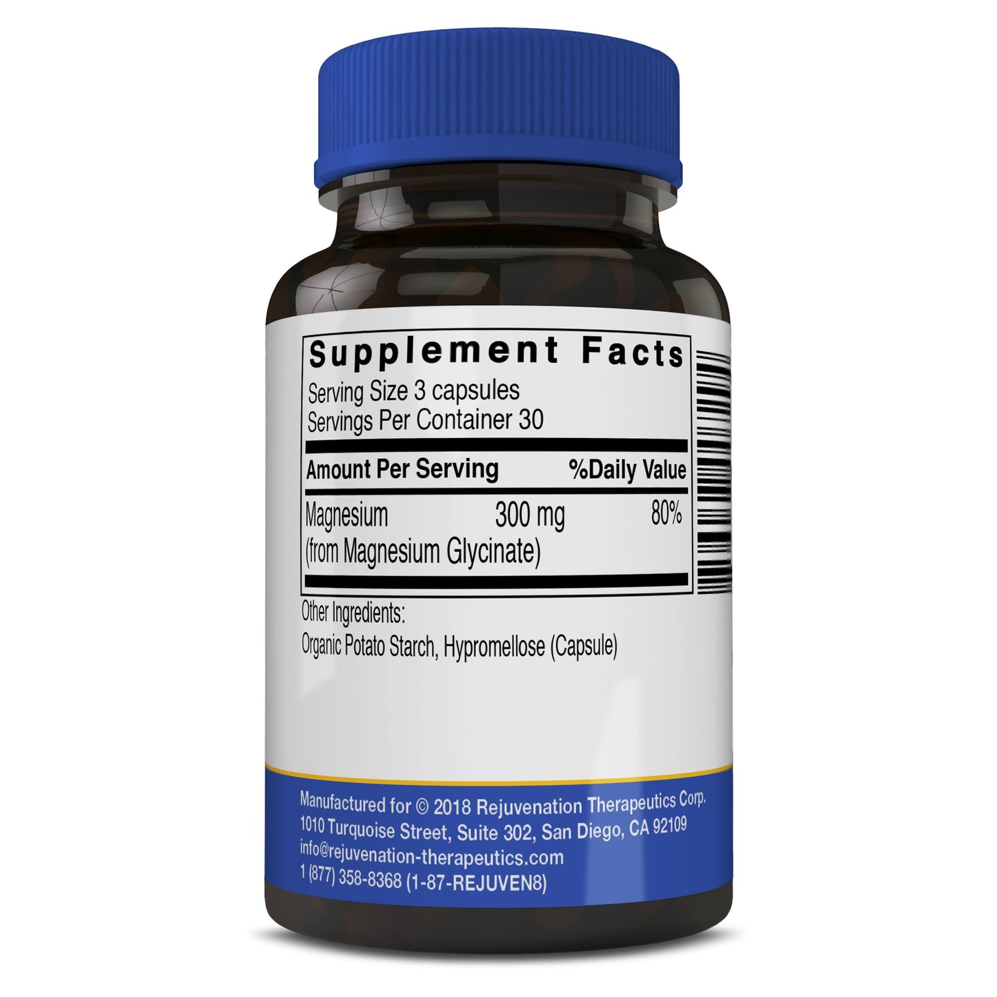 Rejuvenation Therapeutics Magnesium Glycinate Capsules 90 Count
