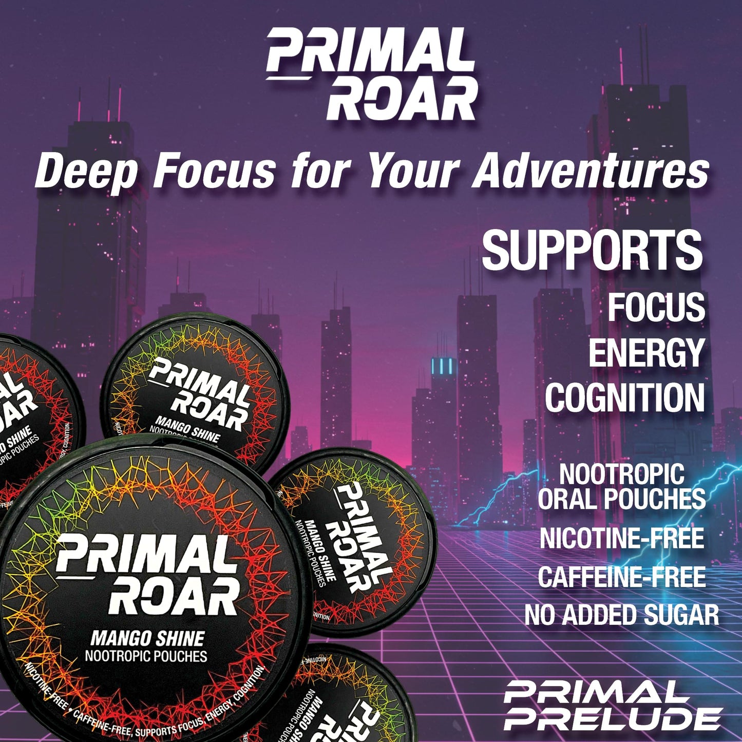 Primal Prelude Mango Mushroom Nootropic with Lion's Mane, 100 Tablets