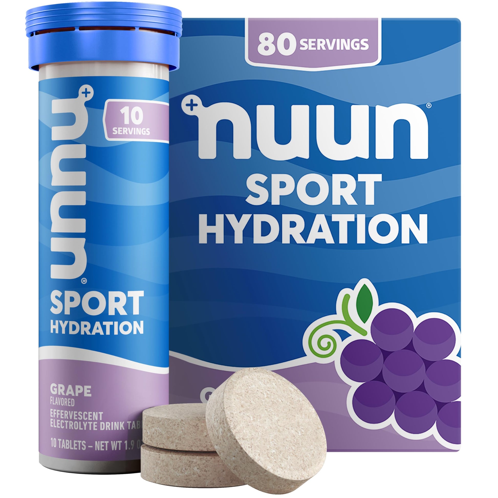 Nuun Sport Electrolyte Tablets Grape, GF & Vegan, 80 Count