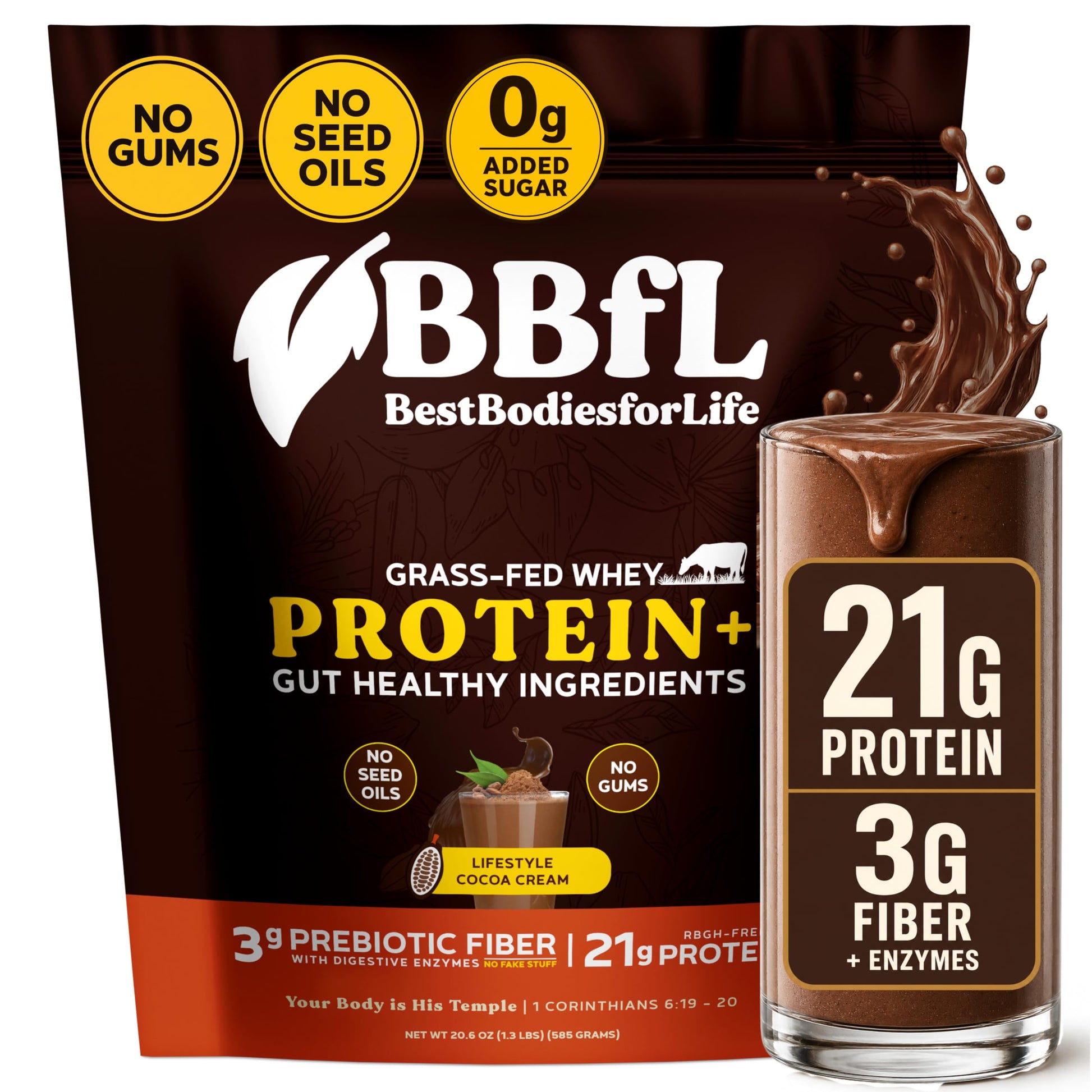 BBfL Grass-Fed Whey Protein Shake Powder 20.6 oz