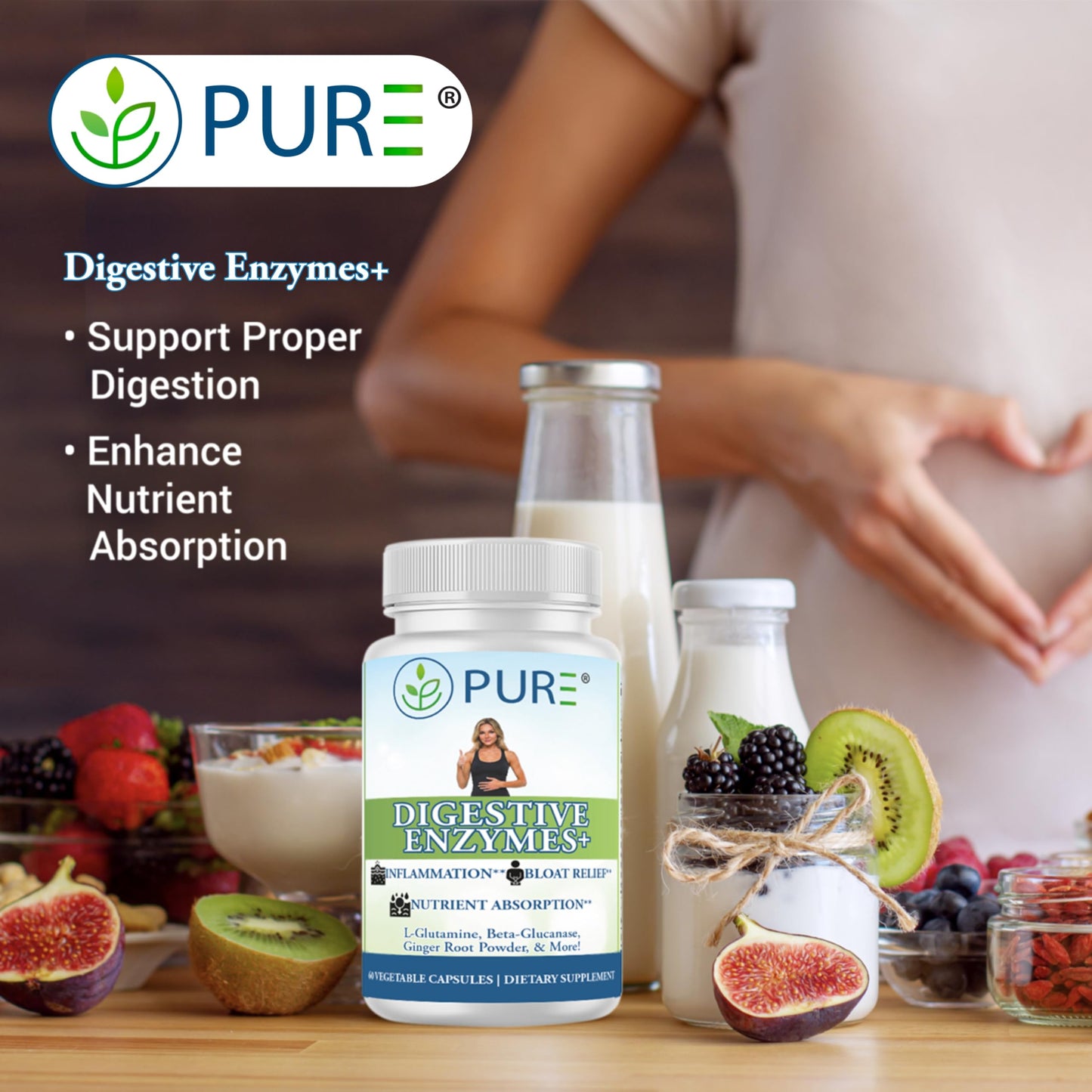 PURE Digestive Enzymes+ with Probiotics Capsule, 60 Count