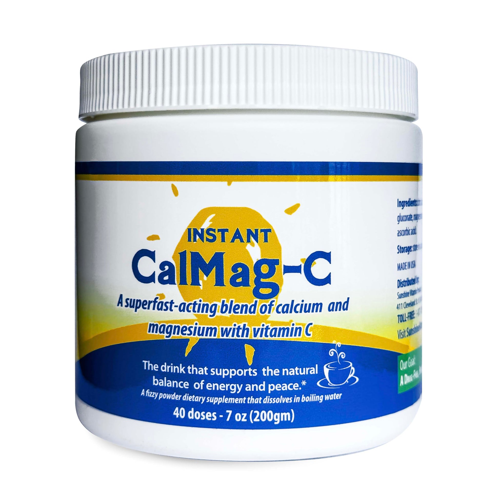 Sunshine Vitamins Instant Cal Mag C Powder, 7 oz
