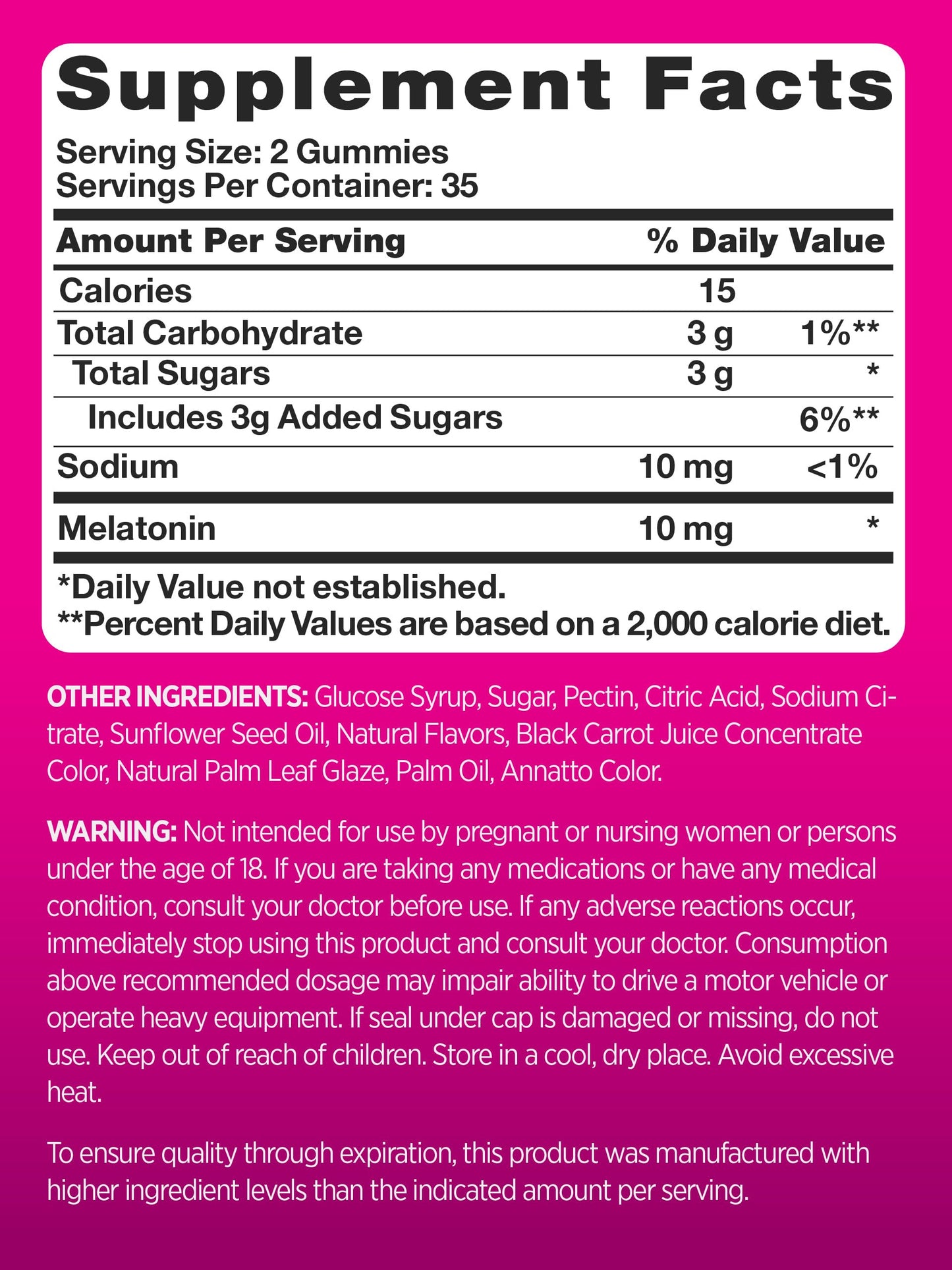 PINK Melatonin Gummies 70 Count