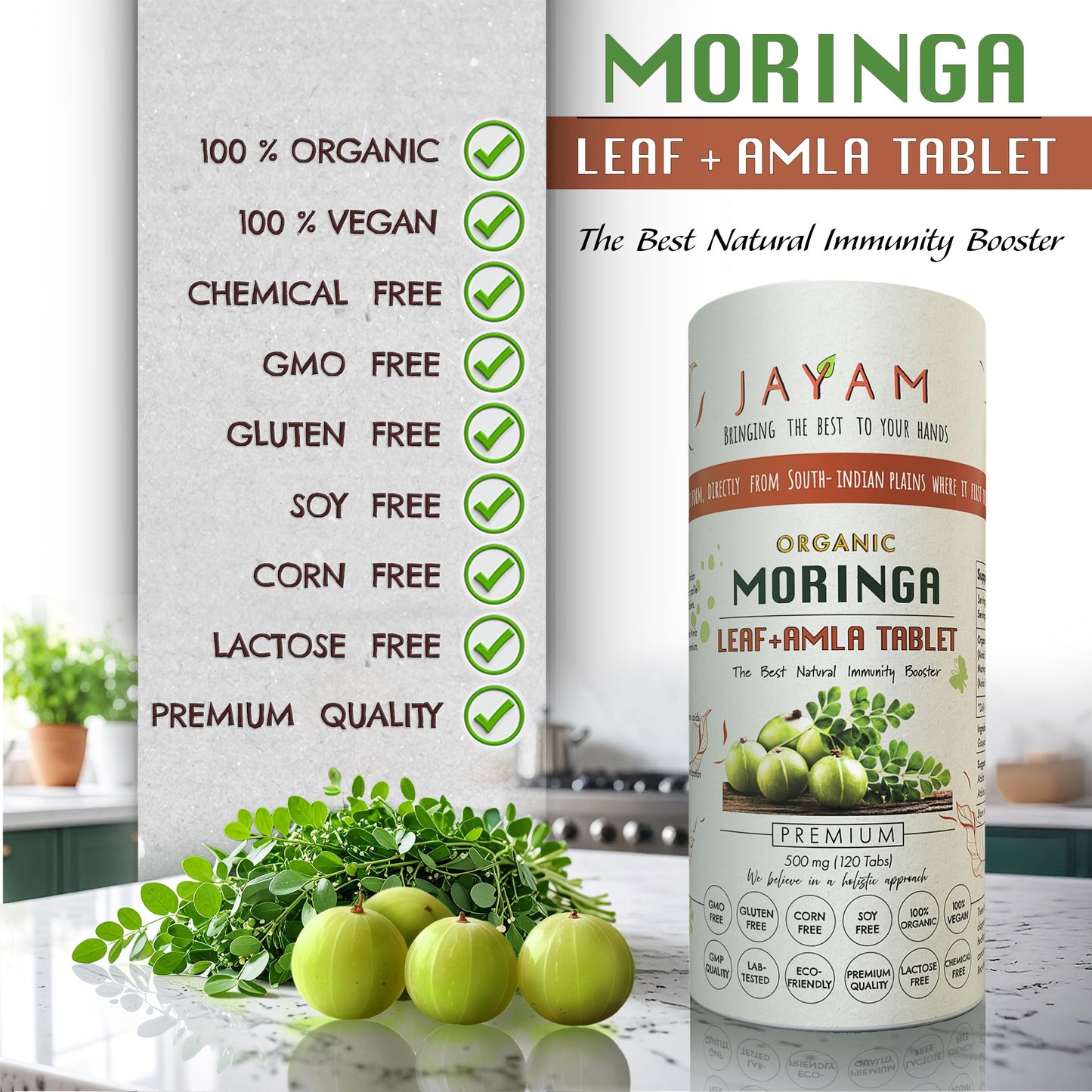 JAYAM Moringa Organic Leaf+Amla Tablets 120 Tablets