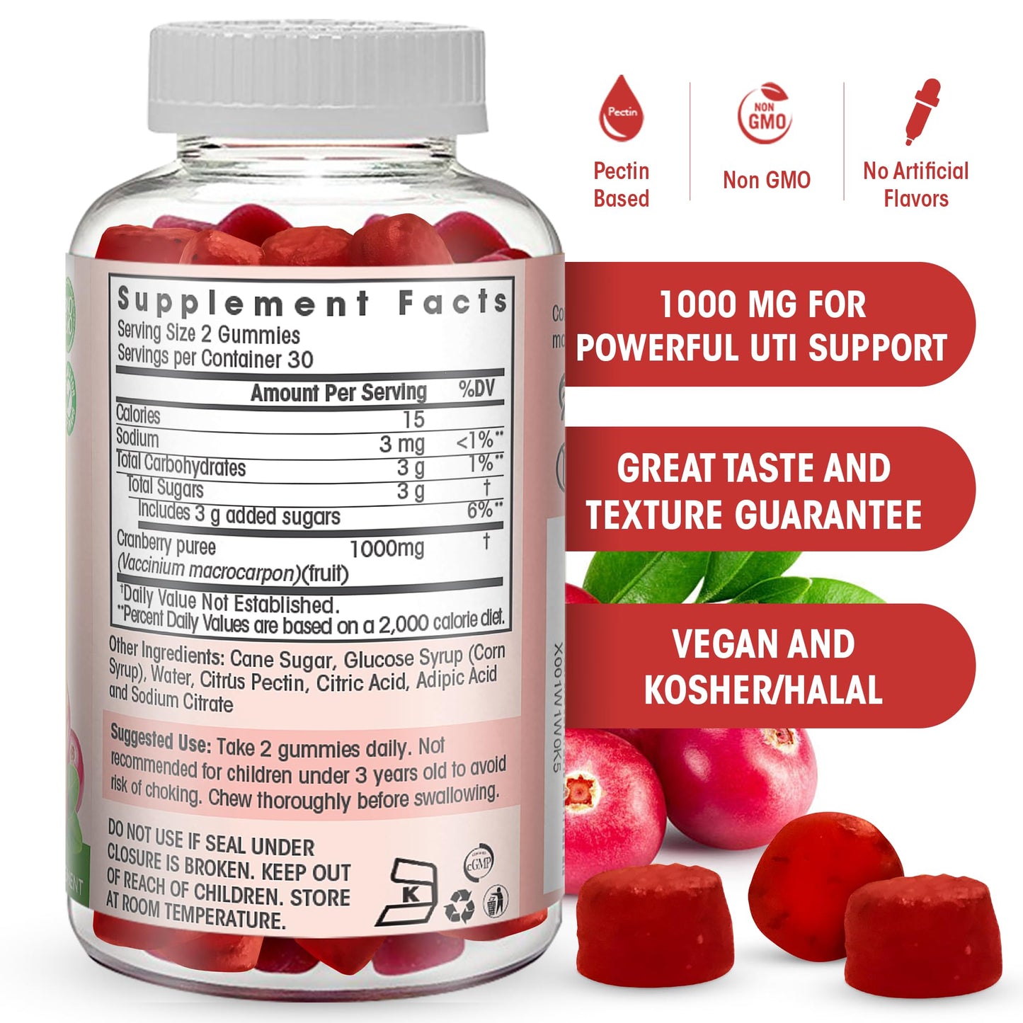 Flamingo Supplements Cranberry Gummies 1000 mg, 60 Gummies