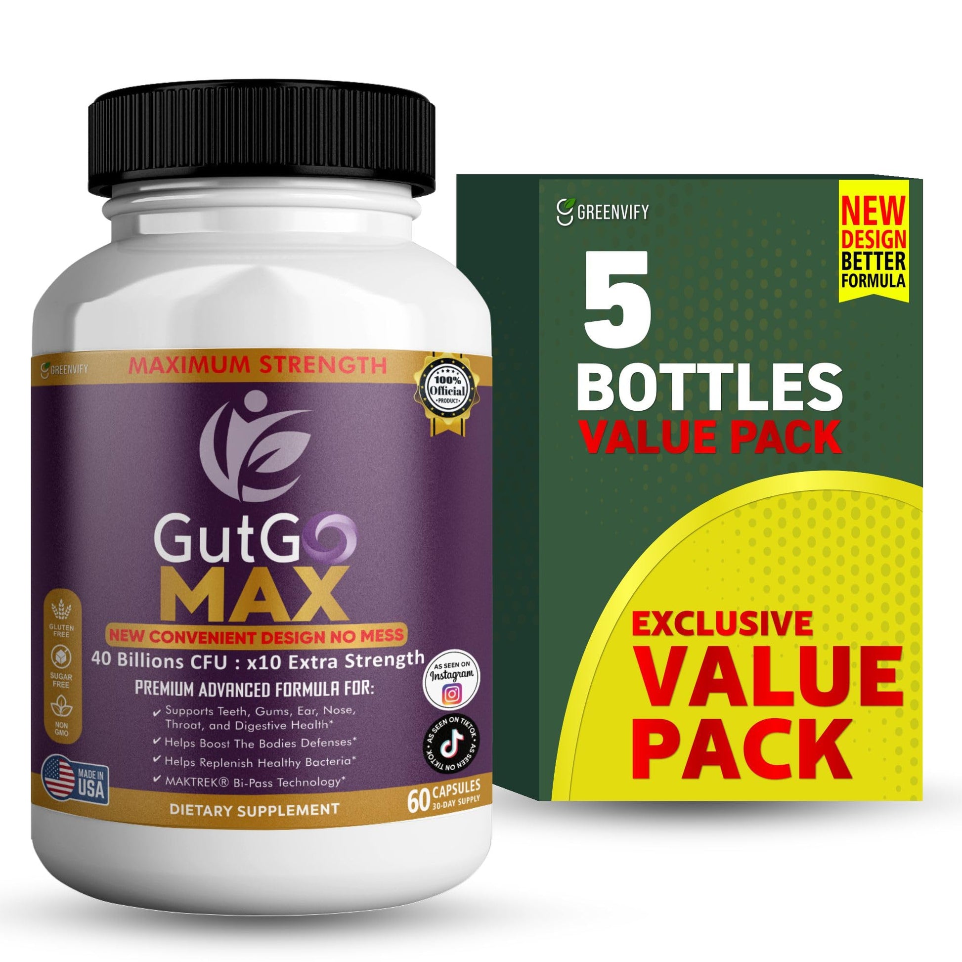 GREENVIFY GutGo Max Probiotic Supplement Capsule 60 Capsules