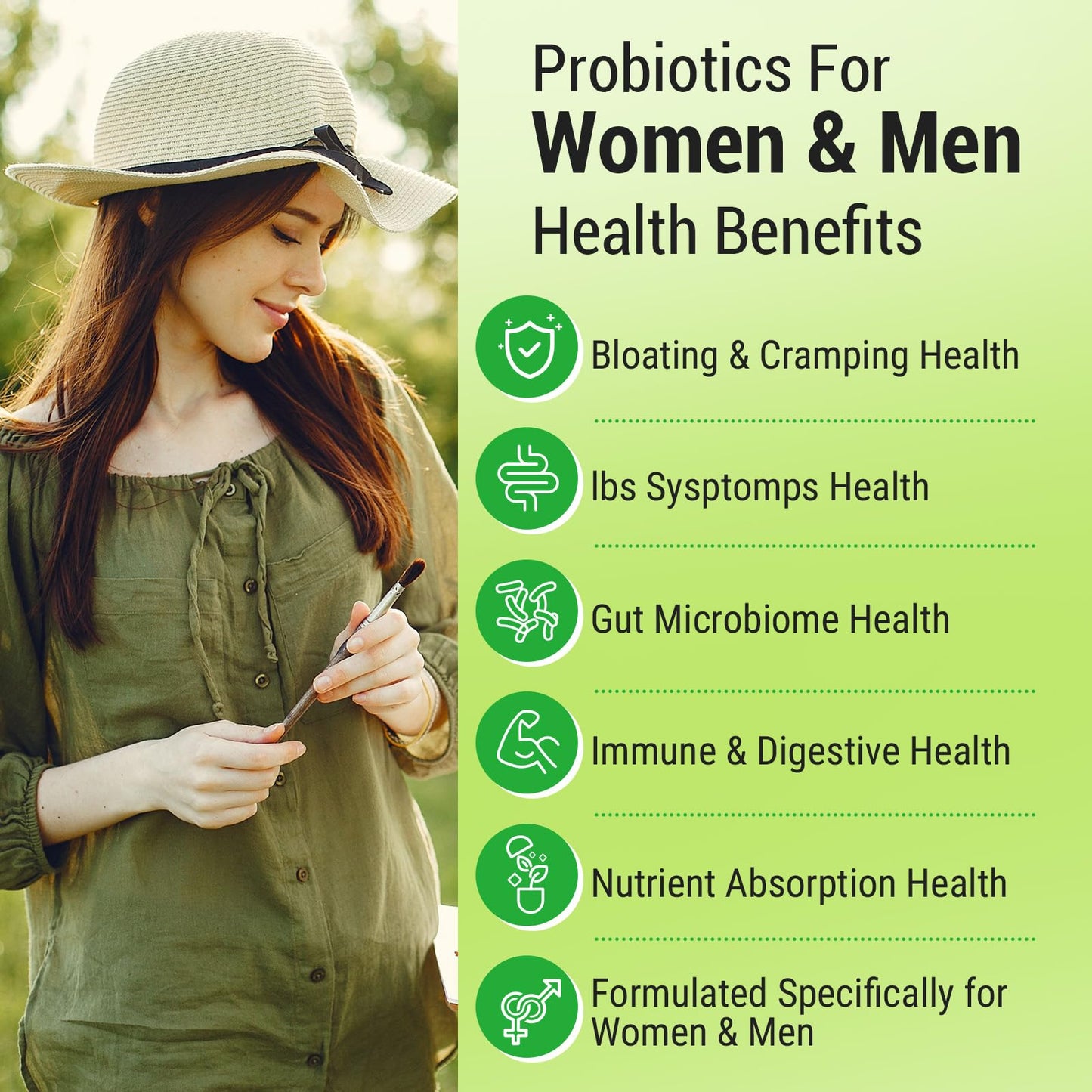 Tbivfller Probiotics for Women & Men 300 Billion CFU, 24 Strains and 15 Organic Herbs Prebiotics Blend, Digestive Health & Immune Support Capsules, 240 Count