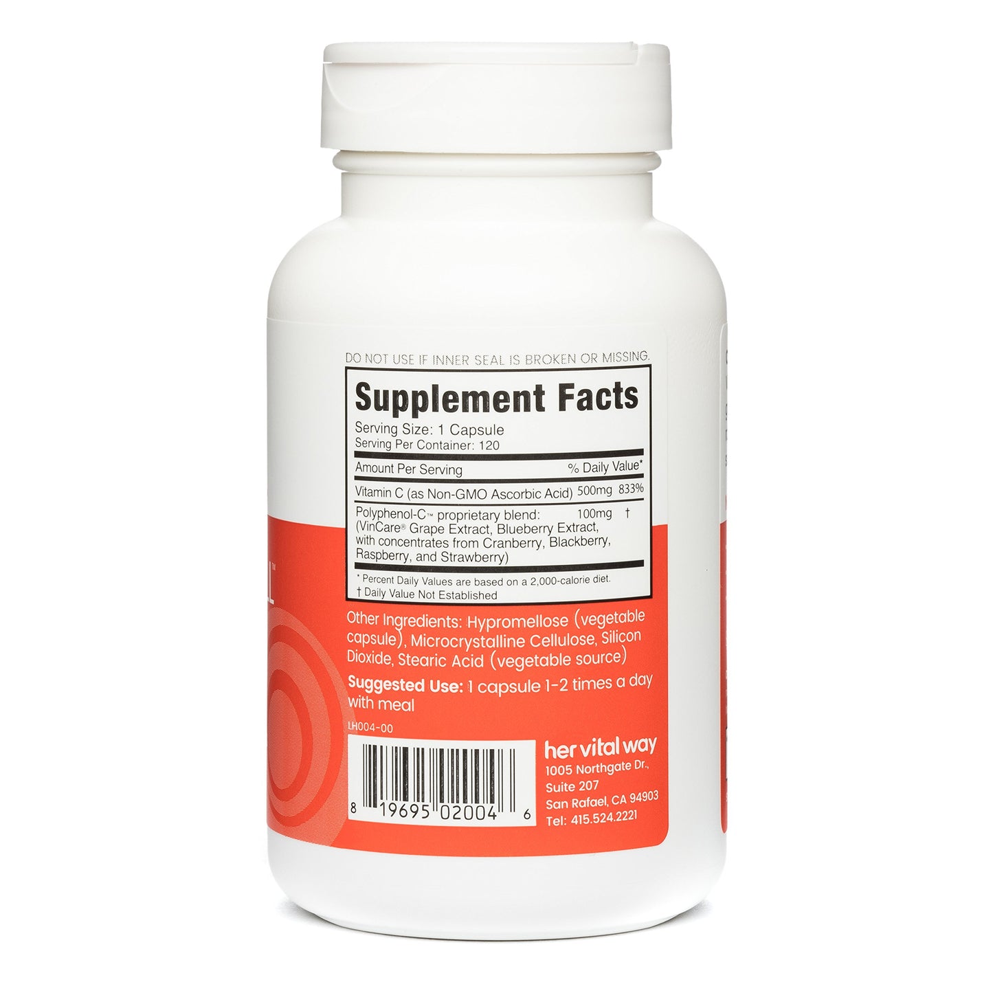 Her Vital Way C-BerryWell Vitamin C Plus Berry Polyphenols Antioxidant Support Capsule 120