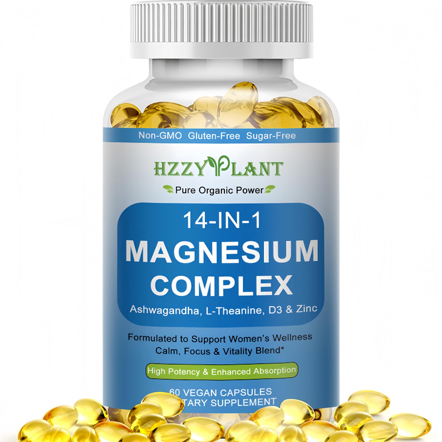HZZYPLANT Magnesium Complex Softgels, 60 Softgels