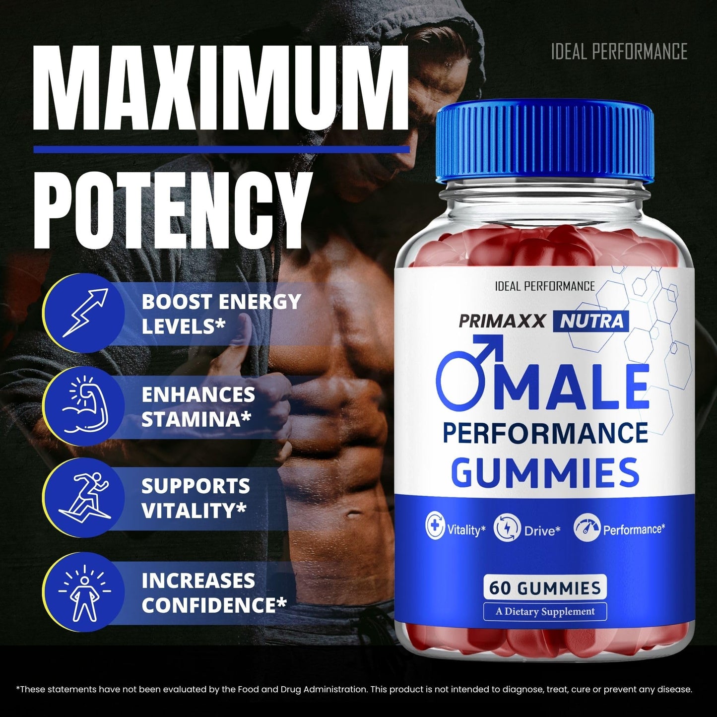 IDEAL PERFORMANCE Primaxx Nutra Male Gummies 120 Count