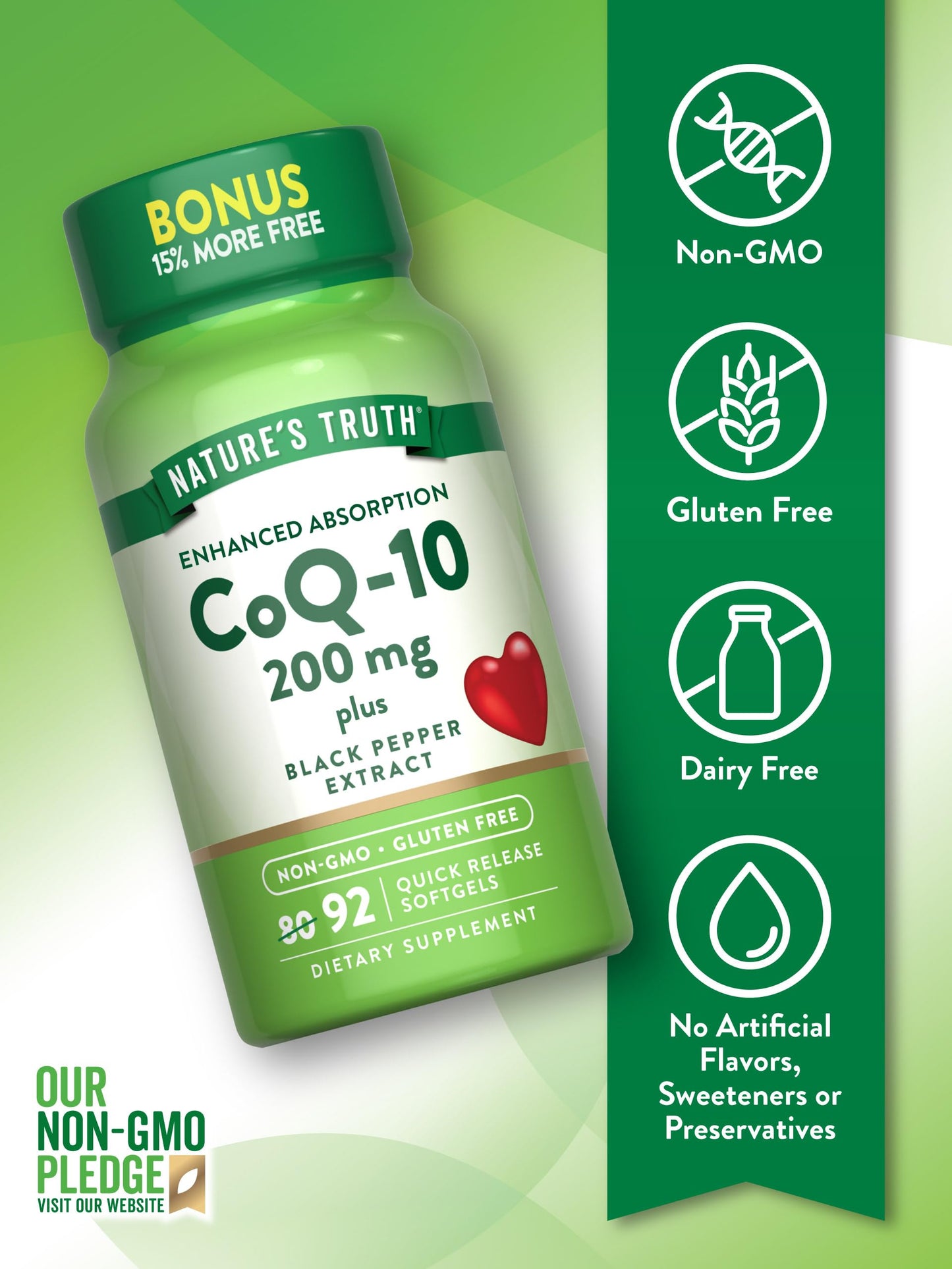 Nature's Truth CoQ10 200 mg Softgel 92 Count