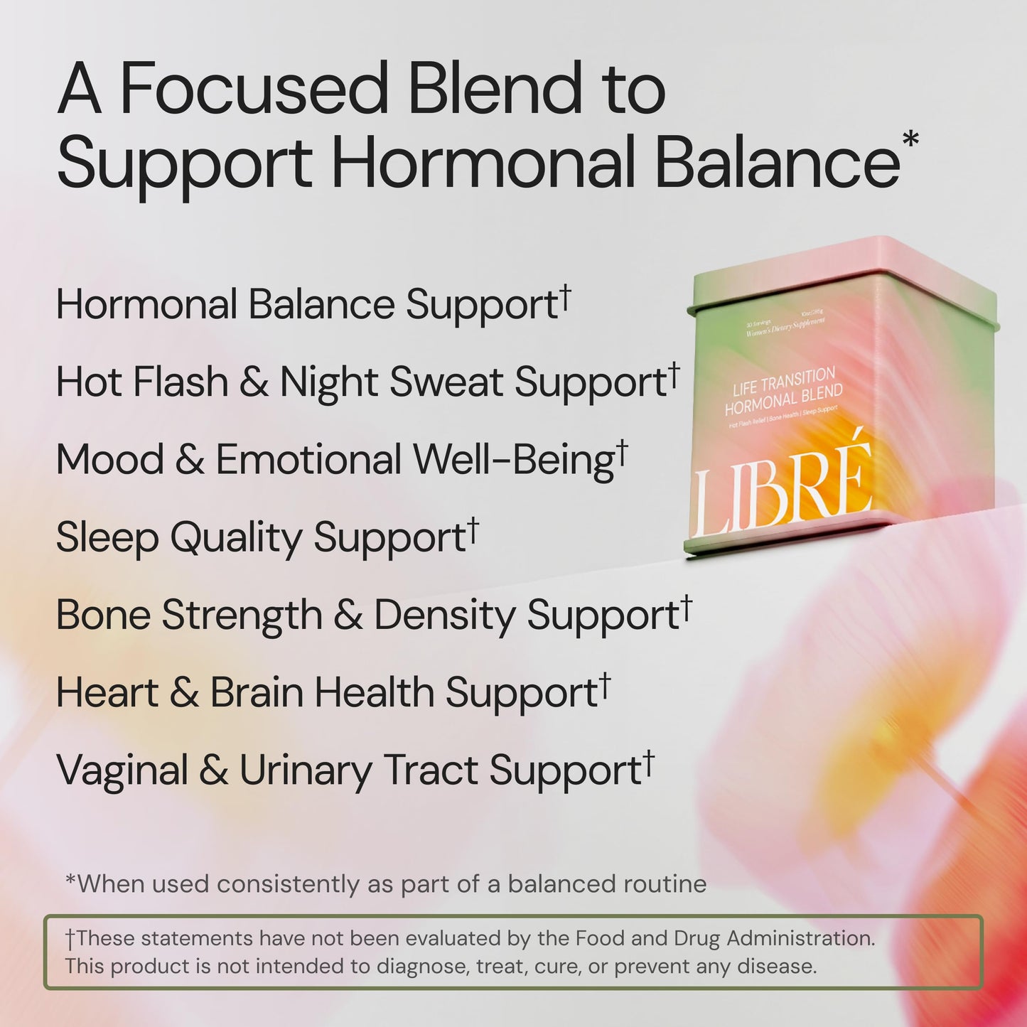 Libré Life Transition Hormonal Blend Powder, Hormone-Free Perimenopause Supplement for Women, Vitamins, Minerals, Probiotics, Hot Flash Relief, Night Sweats, Mood, Bone & Sleep Support, 30 Servings, 10 Ounce