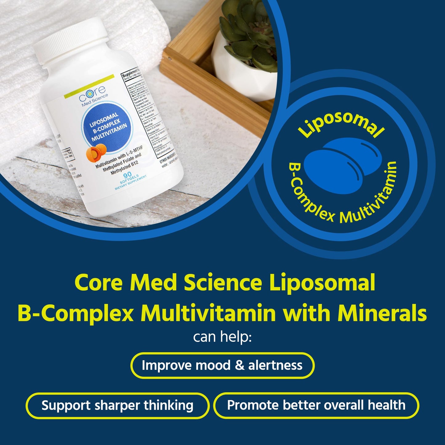 Core Med Science Liposomal Methylated Multivitamin B-Complex Softgels, 90 Count