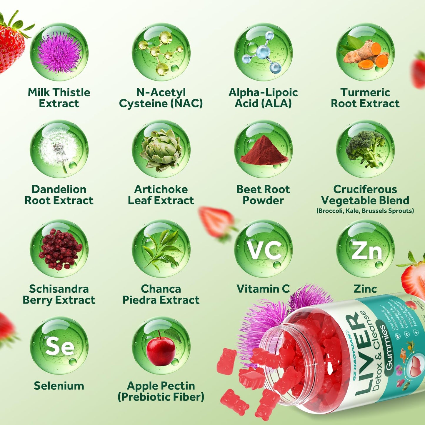 GZ HAOYUAN Liver Cleanse Detox & Repair Gummies 120