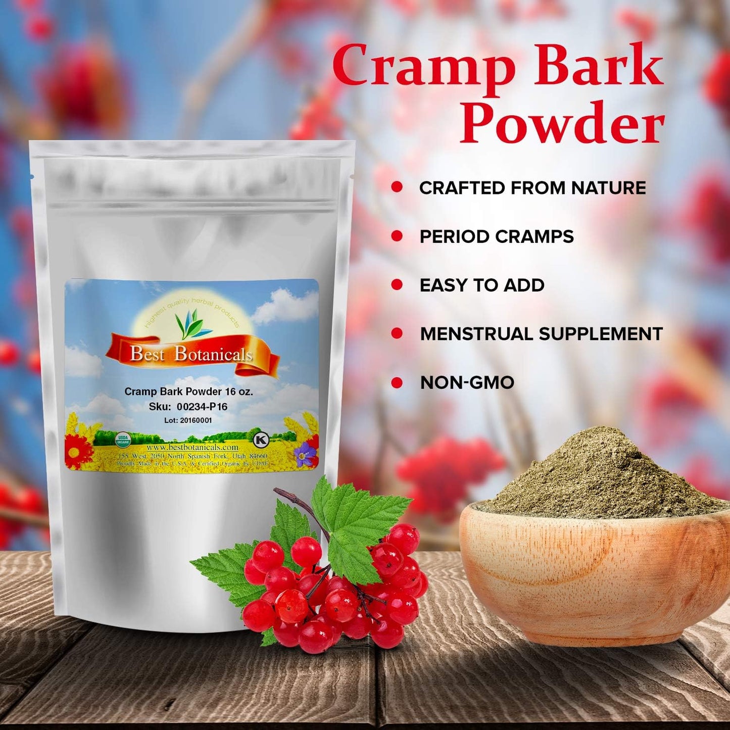 Best Botanicals Cramp Bark Powder 16 Ounce