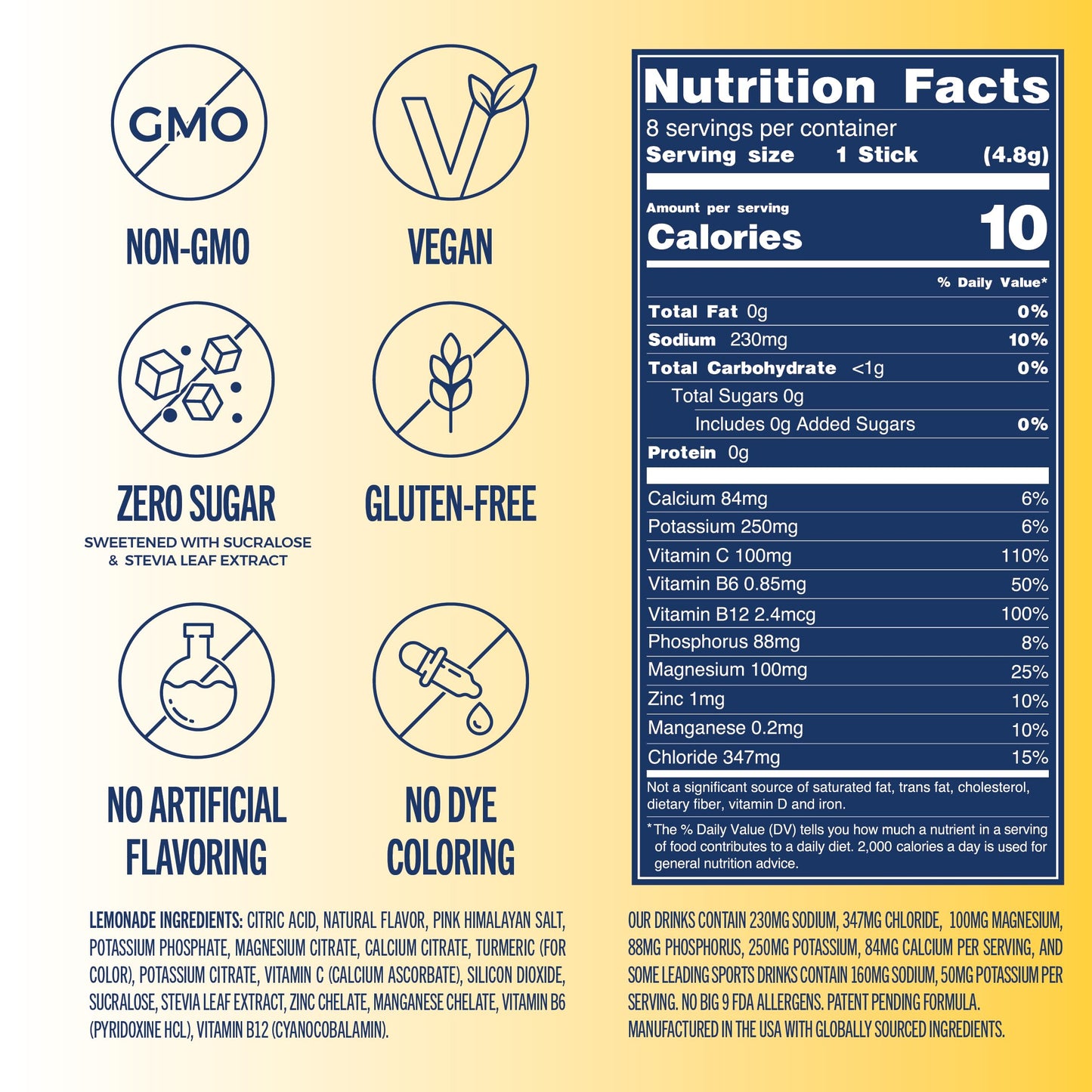TREVI Electrolytes Powder Packets Lemonade Sugar Free Hydration, 28 Servings