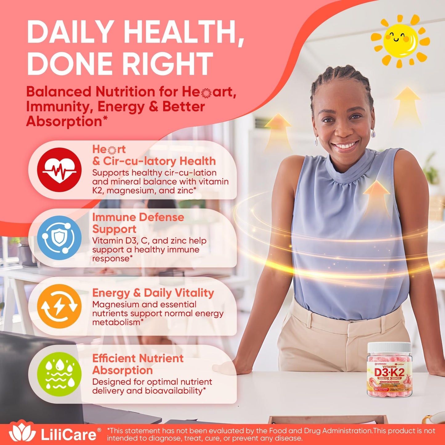 LILICARE Vitamin D3 K2 120 Gummies