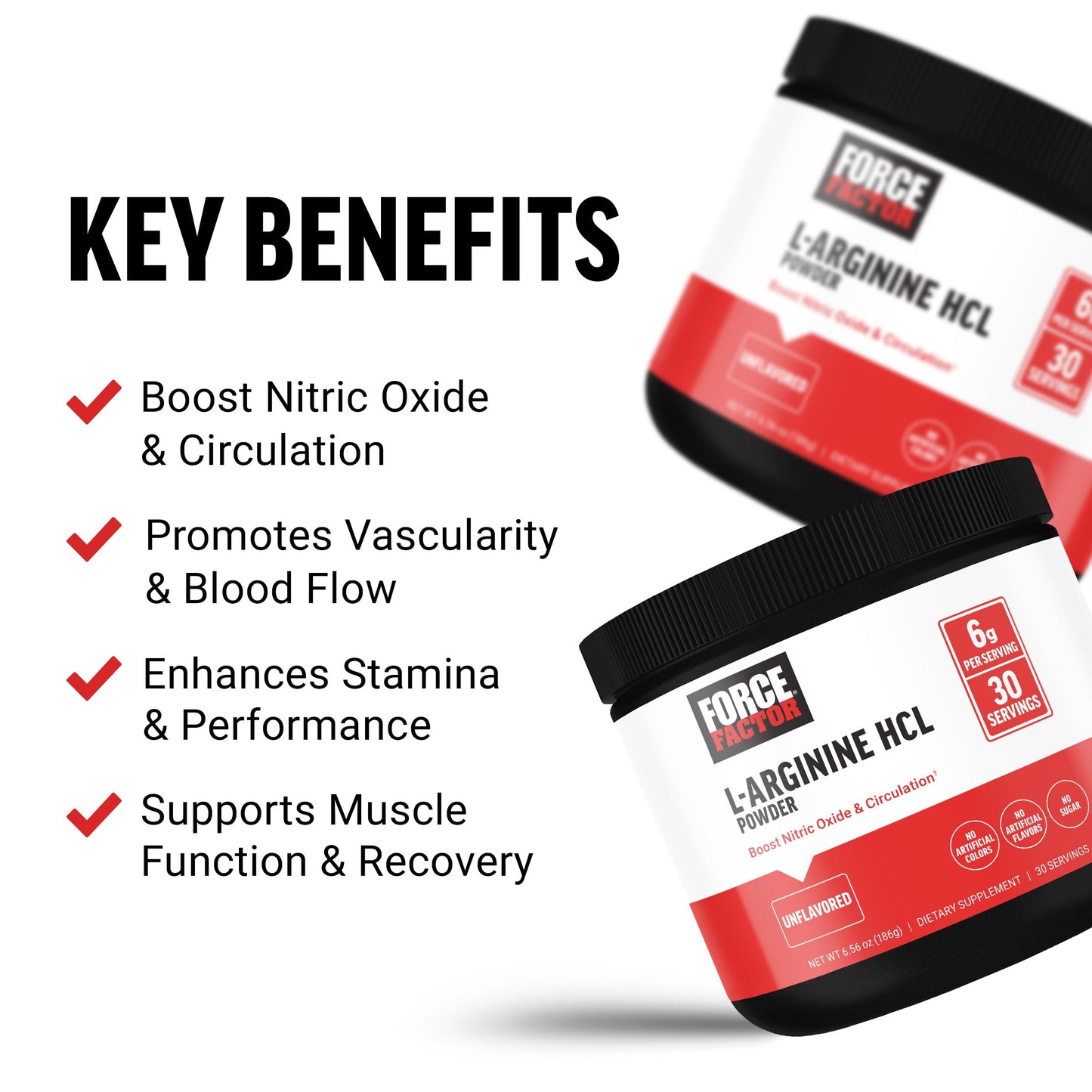 Force Factor L Arginine HCL Powder 6000mg, 6.35 Ounce
