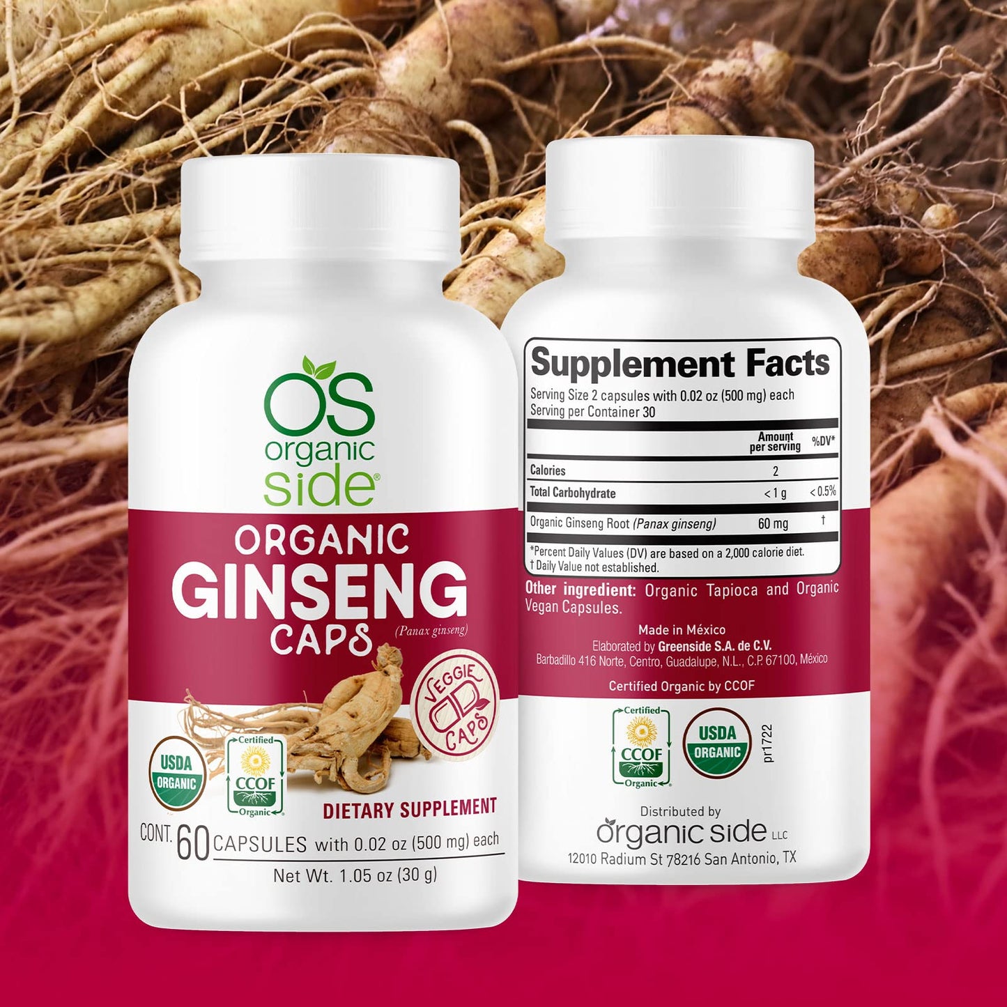 OS Organic Side Ginseng Capsules 1.05 oz