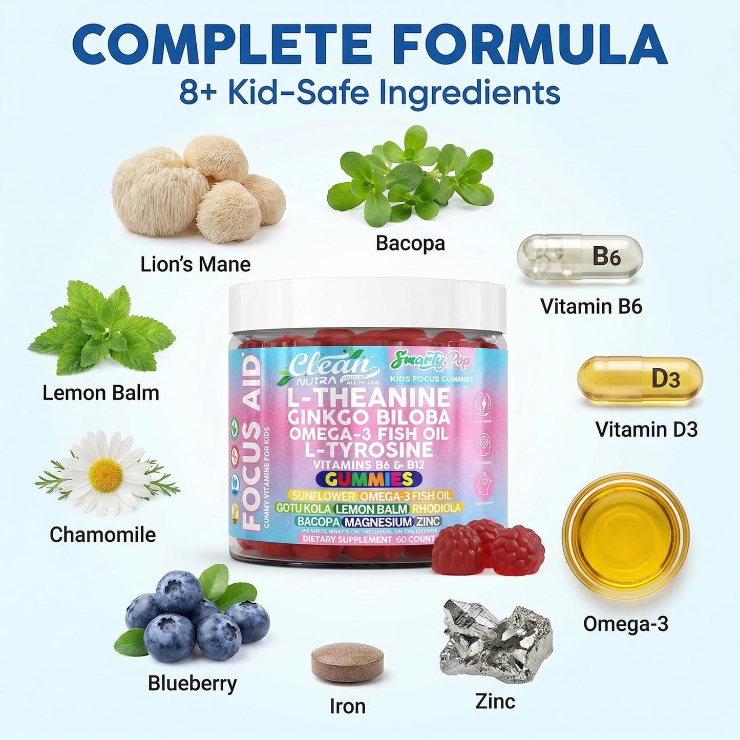 Clean Nutraceuticals Kids Focus Gummies 60 Count