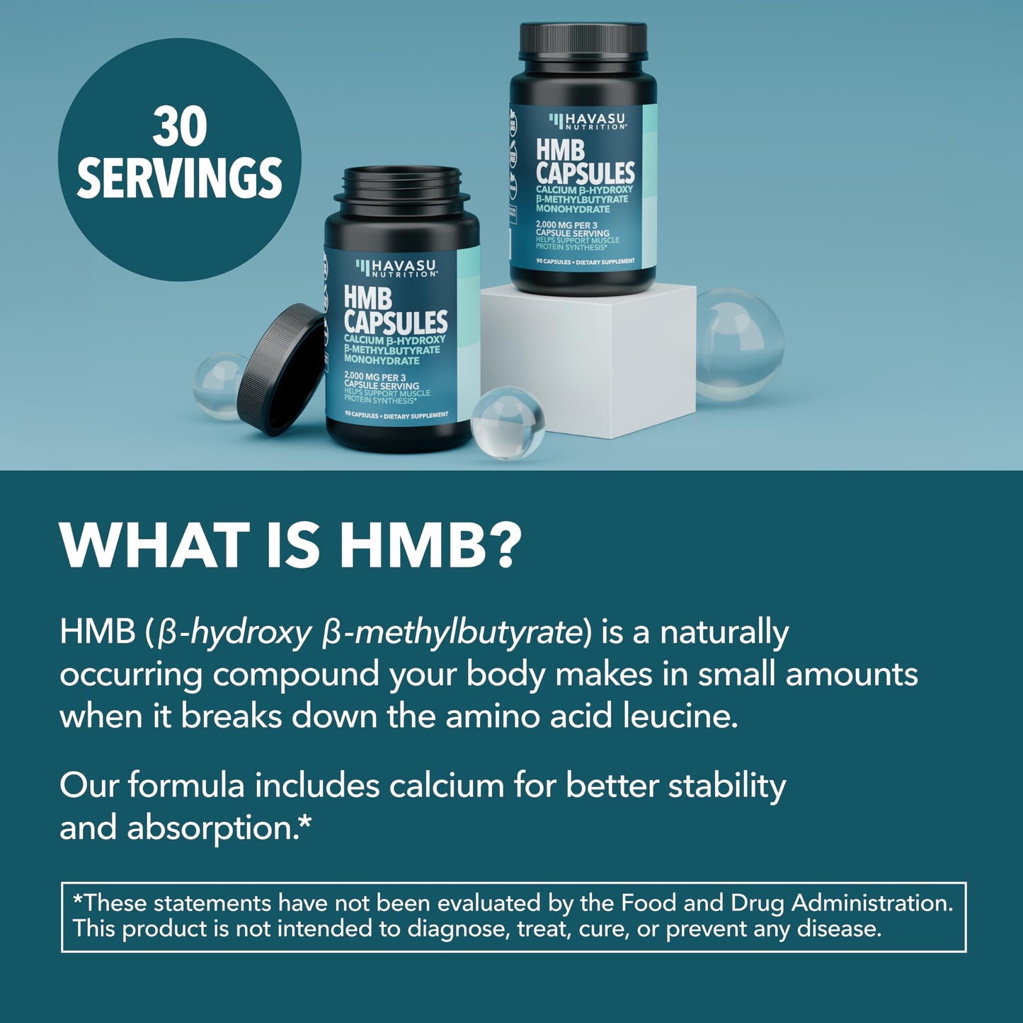 HAVASU NUTRITION HMB 2000mg Capsules, 90 Count