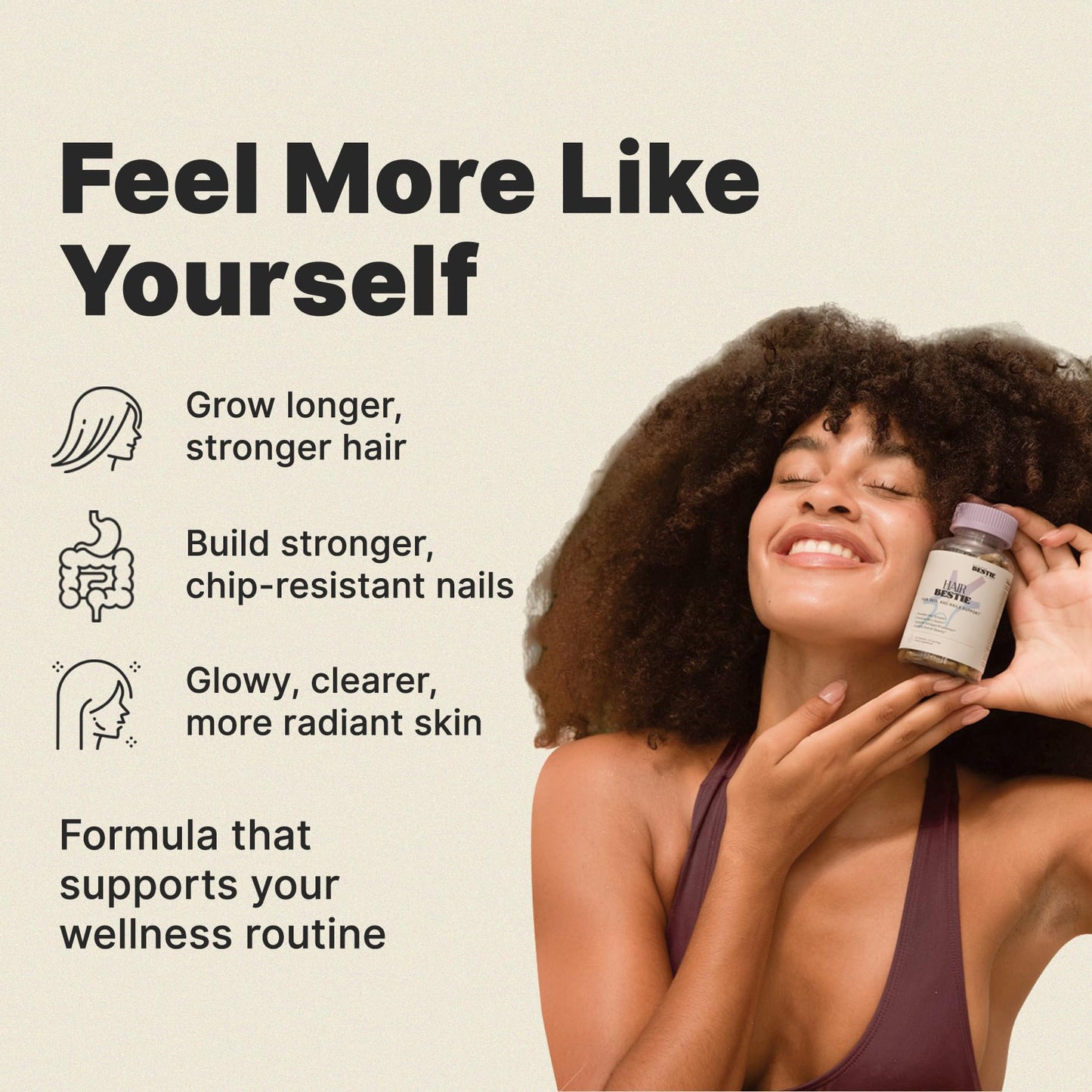 Biohacking Bestie Hair Bestie Supplement Capsule, 60 Capsules