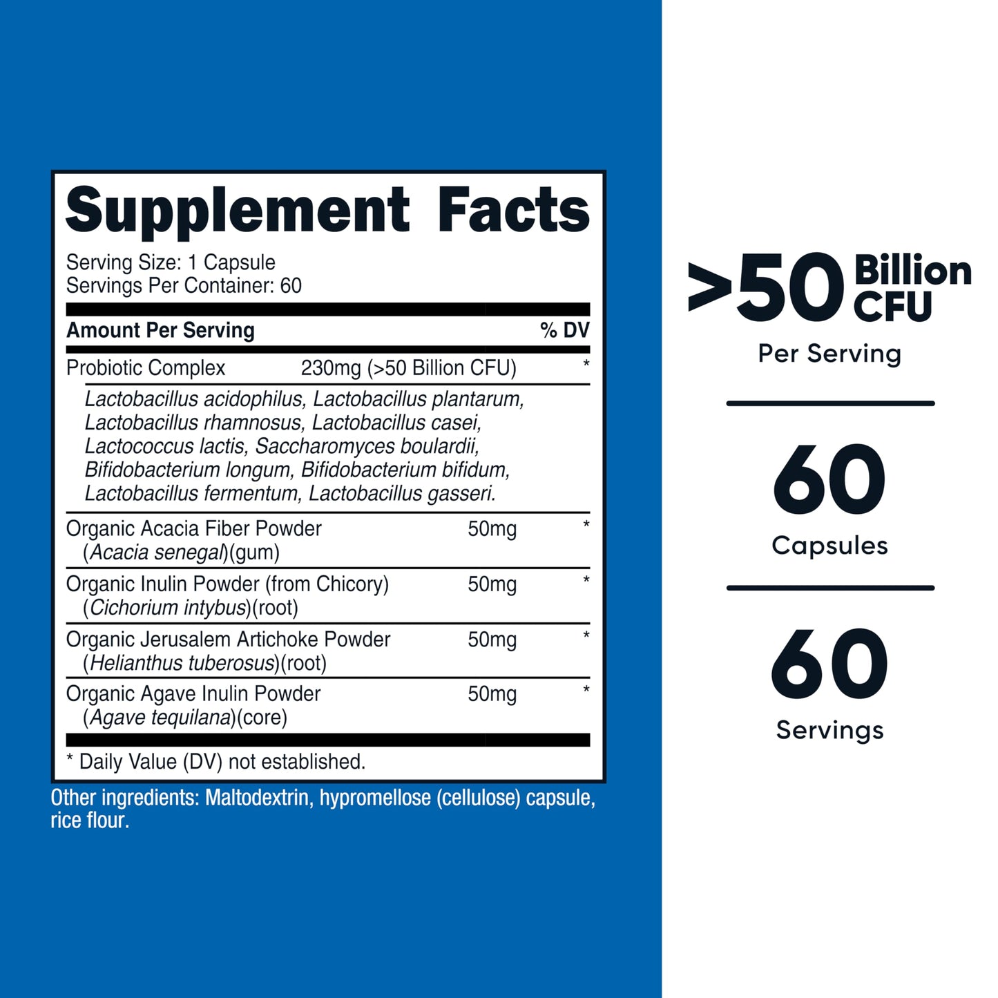 Nutricost Probiotic Complex 50 Billion CFU Capsules 60 Count