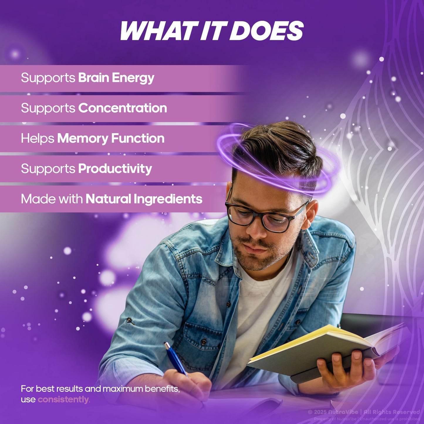 NutraVibe Neurocept Brain Supplement and Concentration Support Formula Capsule 120 Count