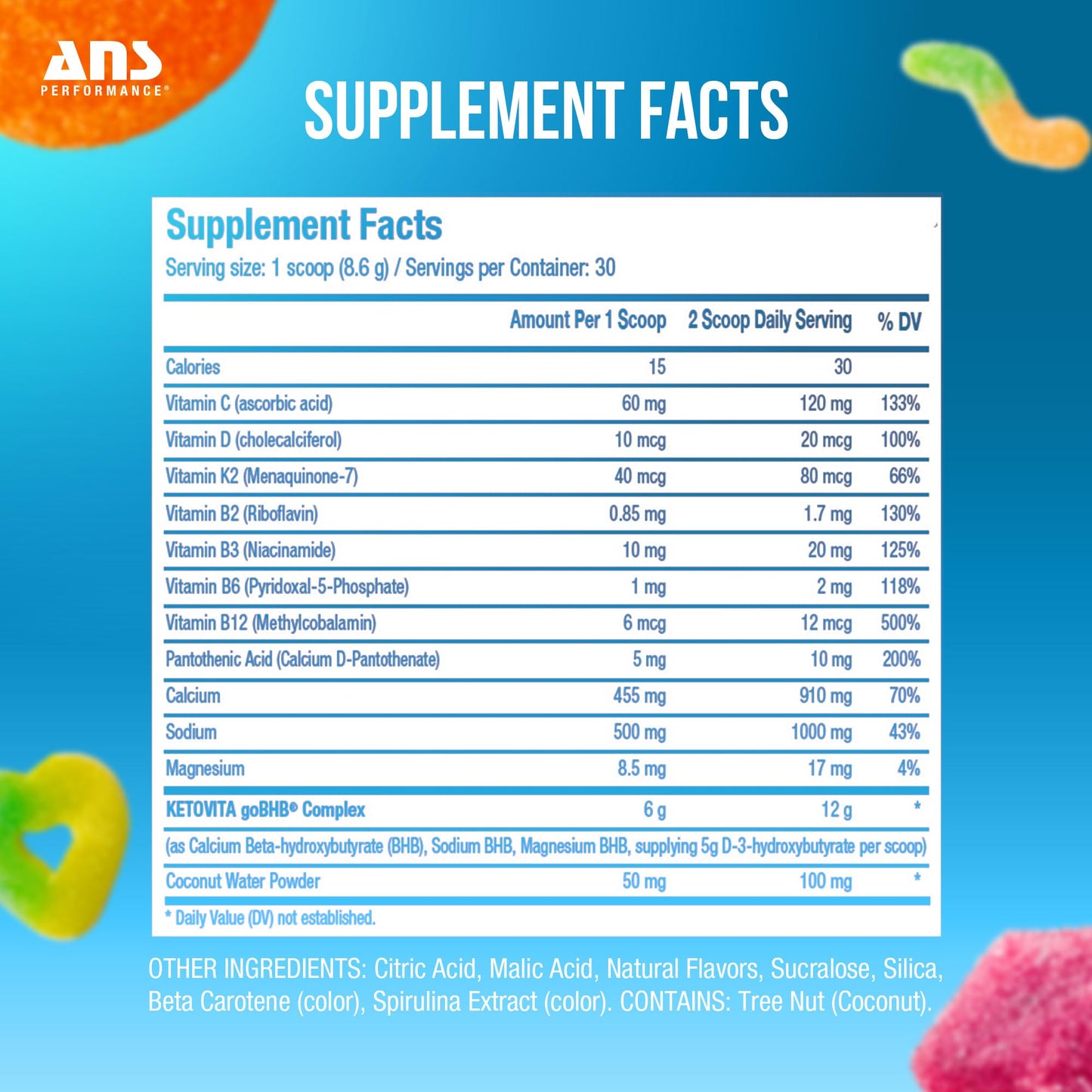 ANS Performance Ketovita BHB Ketones + Essential Daily Vitamins Powder, 8.18 oz