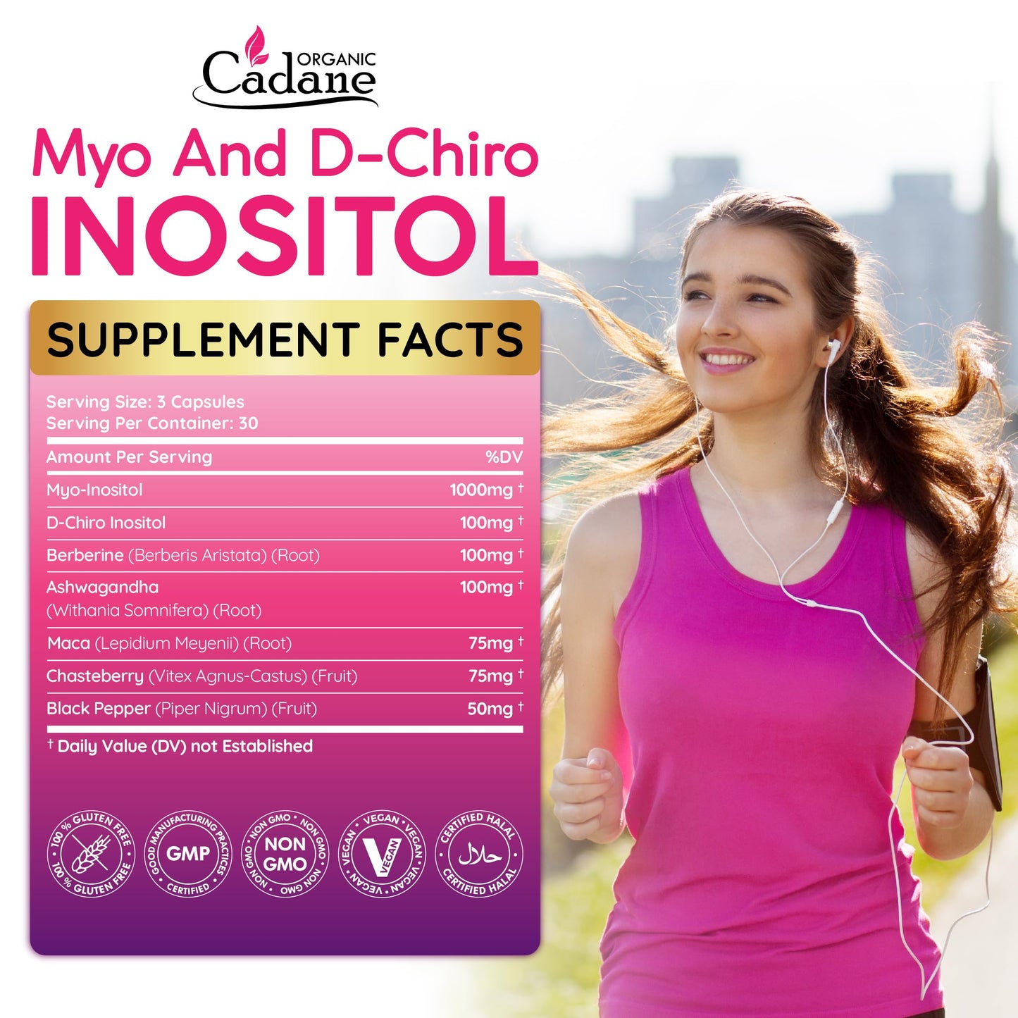 Organic Cadane Myo & D-Chiro Inositol Supplement Capsules, 90 Capsules