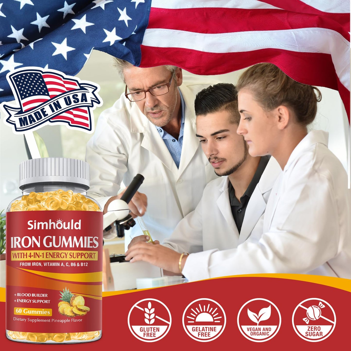 Simhould Iron Supplement Gummies 80mg 60 Count