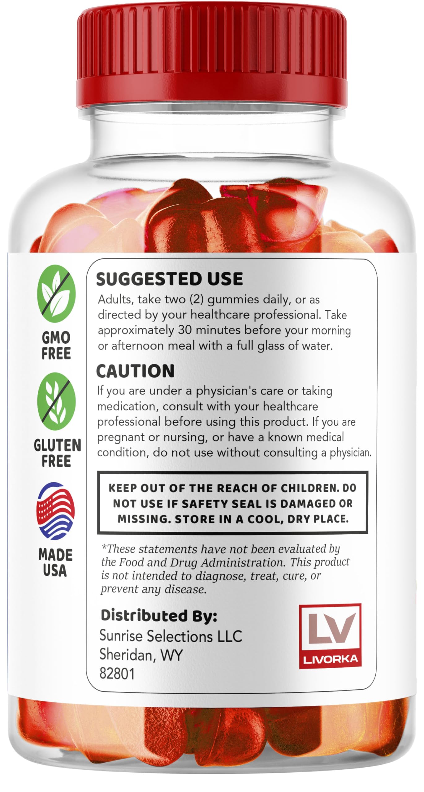 LIVORKA TrimNova Keto ACV Gummies, 60 Gummies