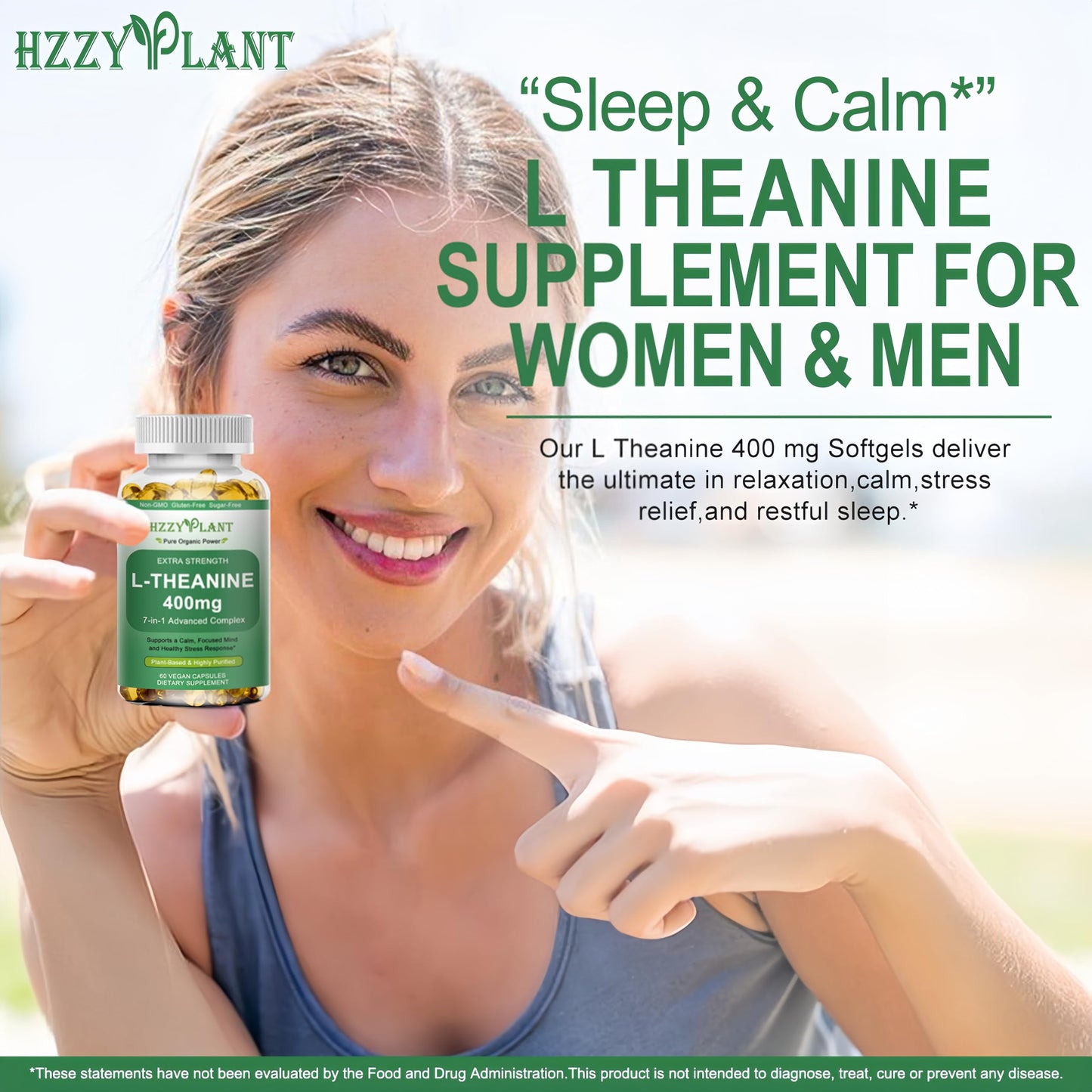 HZZYPLANT L-Theanine Softgels 60 Count