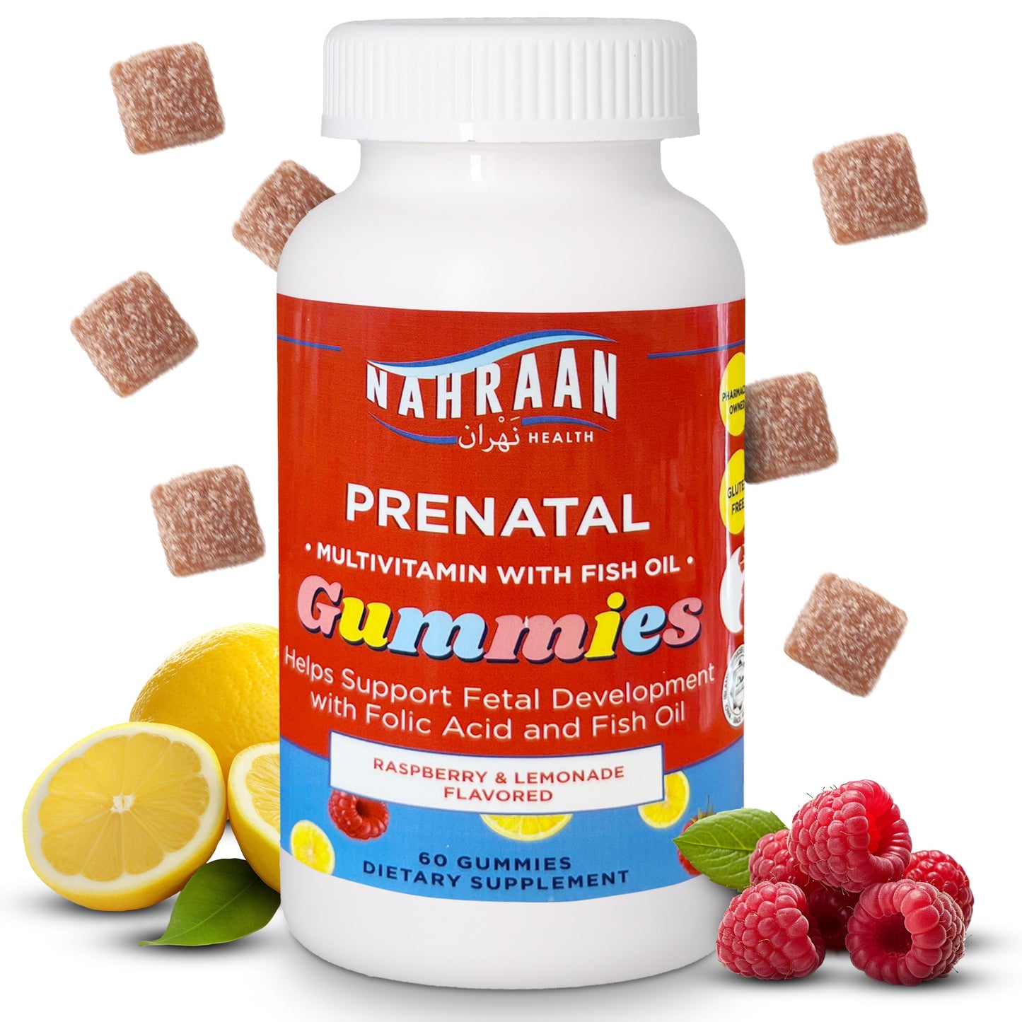 NAHRAAN HEALTH Halal Prenatal Gummies for Women Halal Gummy Prenatal Vitamins with DHA and Folic Acid for Before/During/After Pregnancy, 60 Count