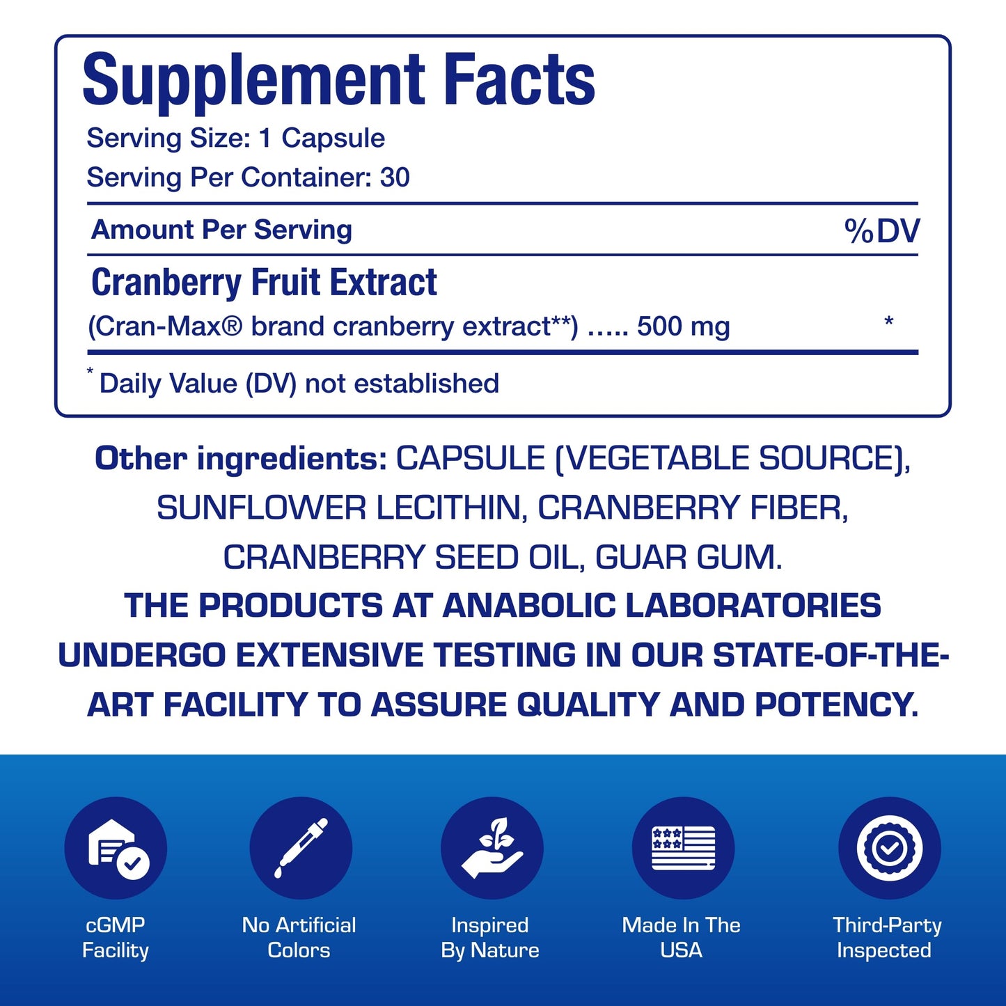 Anabolic Laboratories Cranberry Tablets for Women Urinary Tract Health Cran-Max Cranberry Extract, 30 Tablets