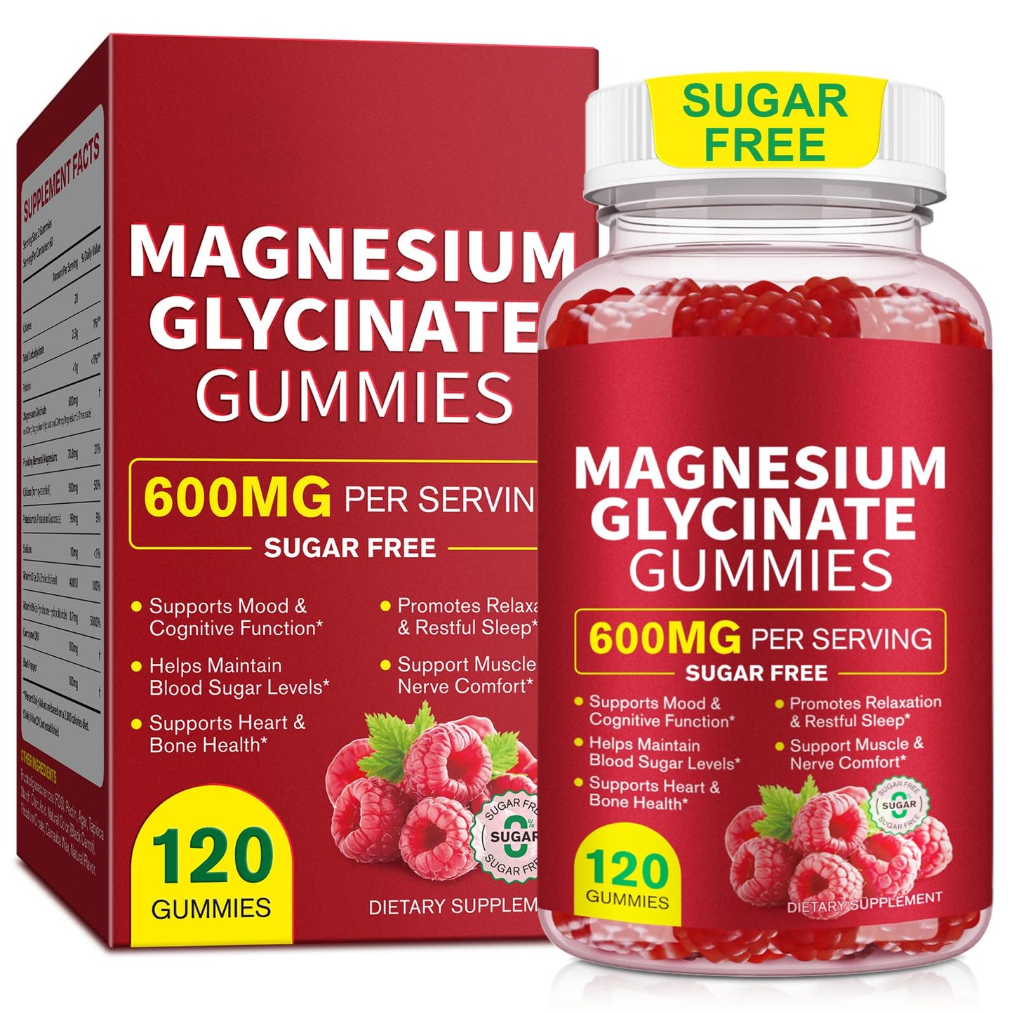 YEMFGQOE Magnesium Glycinate Gummies 600mg High Absorption Magnesium with L-Threonate, Sugar-Free & Non-GMO, 120 Count