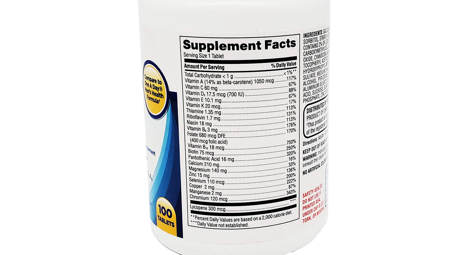 Equate One Daily Multivitamin Men's Health Formula Tablets 100