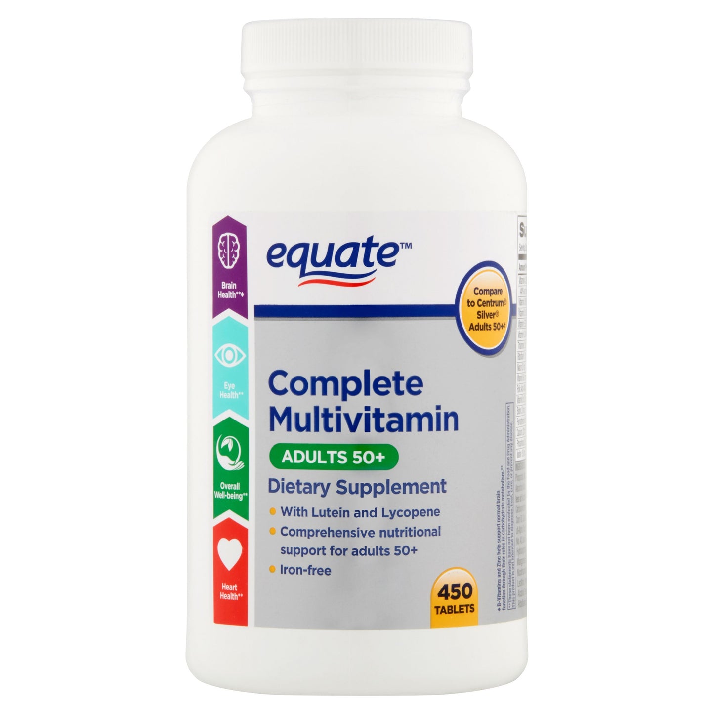 iPoplor Equate Adults 50+ Complete Multivitamin/Multimineral Supplement Tablets, 450