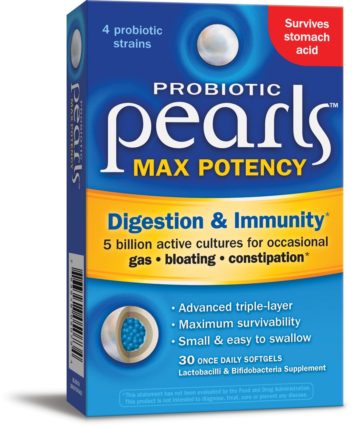 Nature's Way Enzymatic Probiotic Pearls Max Potency 5 Billion Active Cultures with Advanced Triple-Layer Softgels, 30 Count