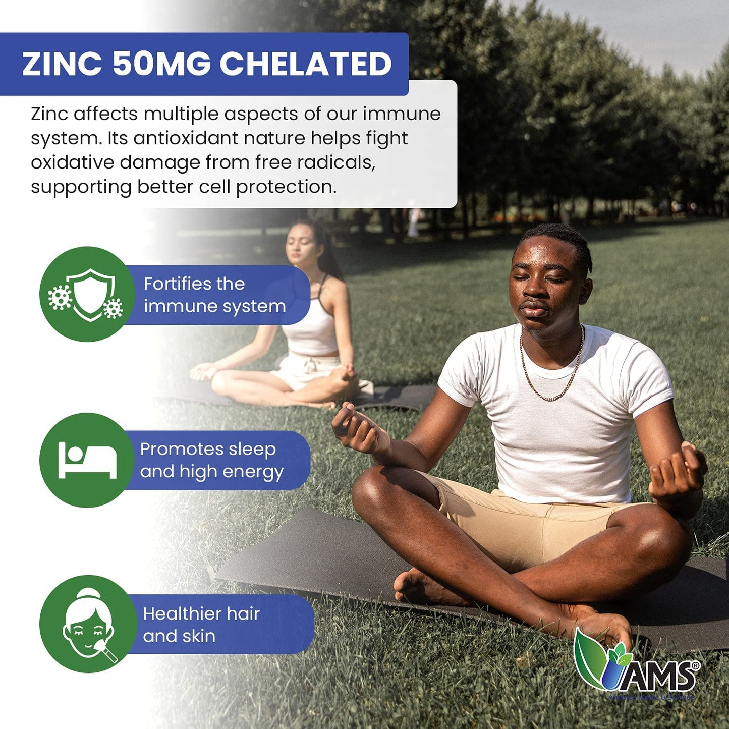 America Medic & Science Chelated Zinc 50 mg Supplements Tablet 300 Tablets