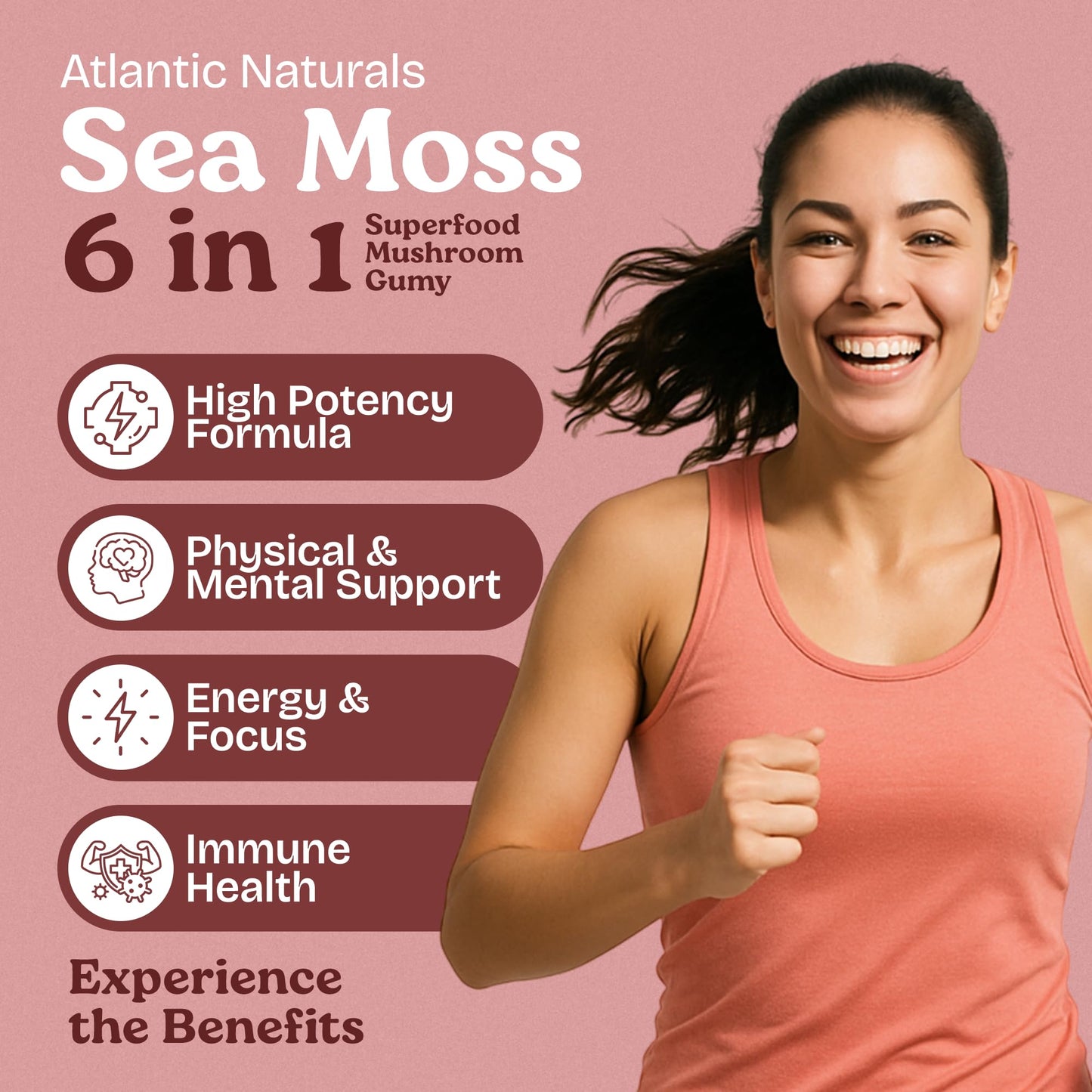 Atlantic Naturals Sea Moss Gummies with Lions Mane Mushroom 60 Gummies