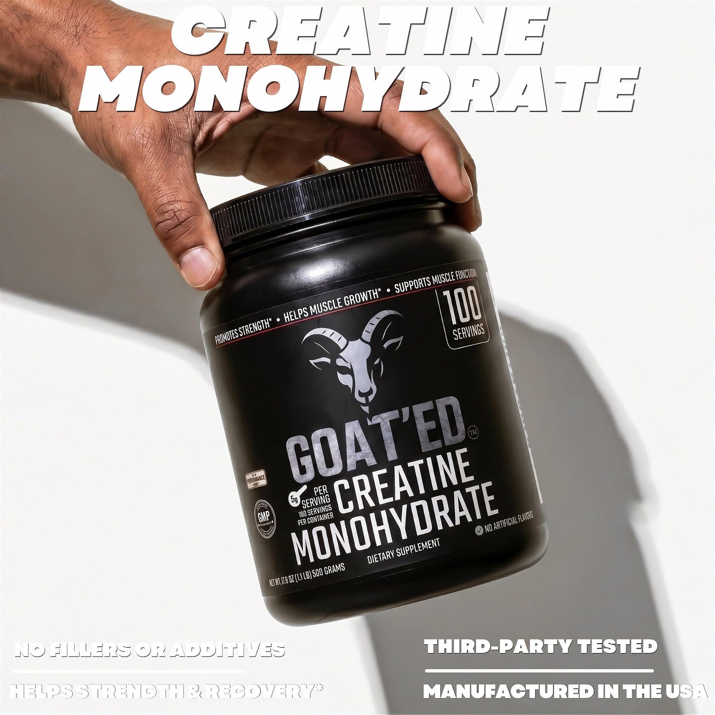 GOAT'ED Creatine Monohydrate Powder 17.6 oz