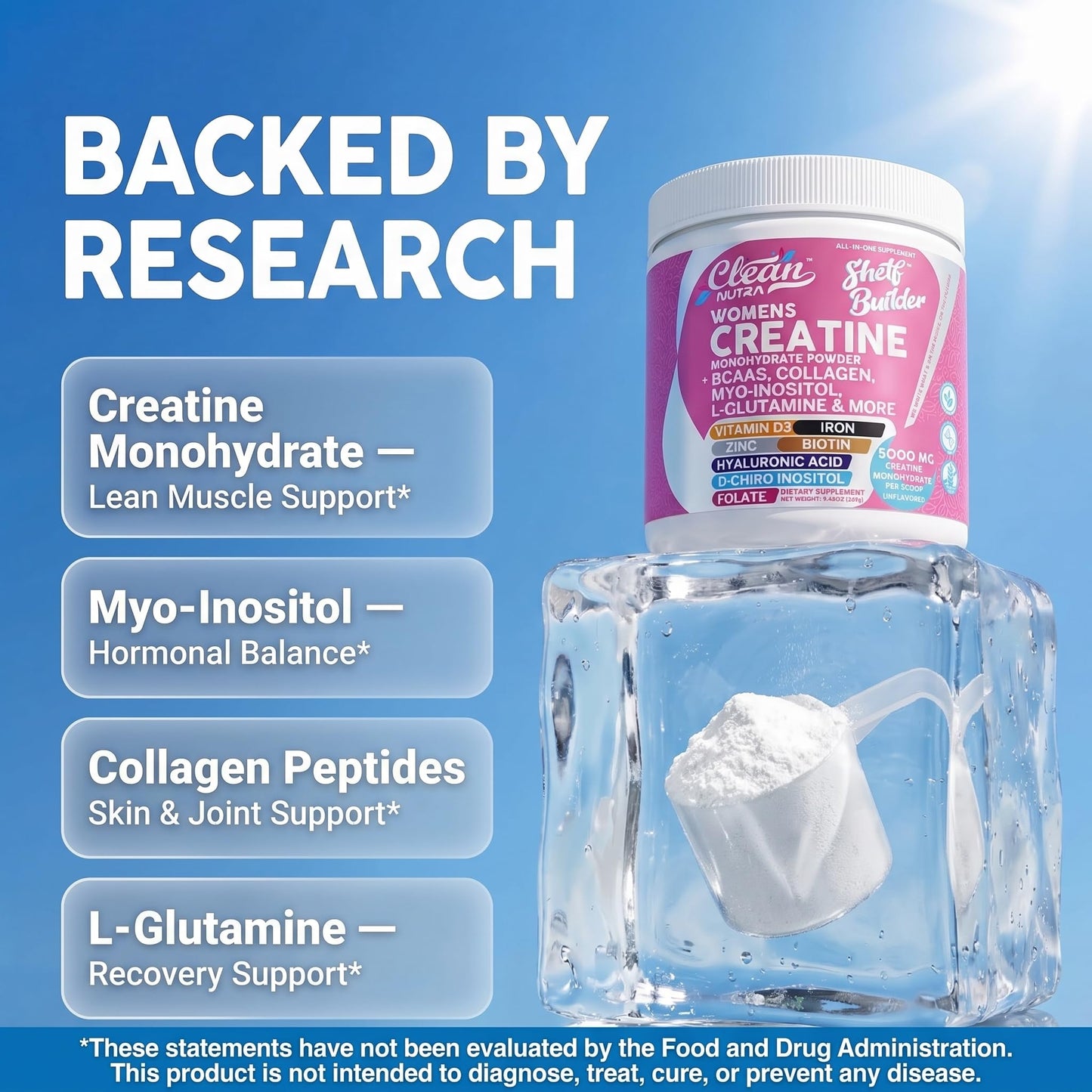 Clean Nutraceuticals Creatine Monohydrate Powder 9.48 Ounces