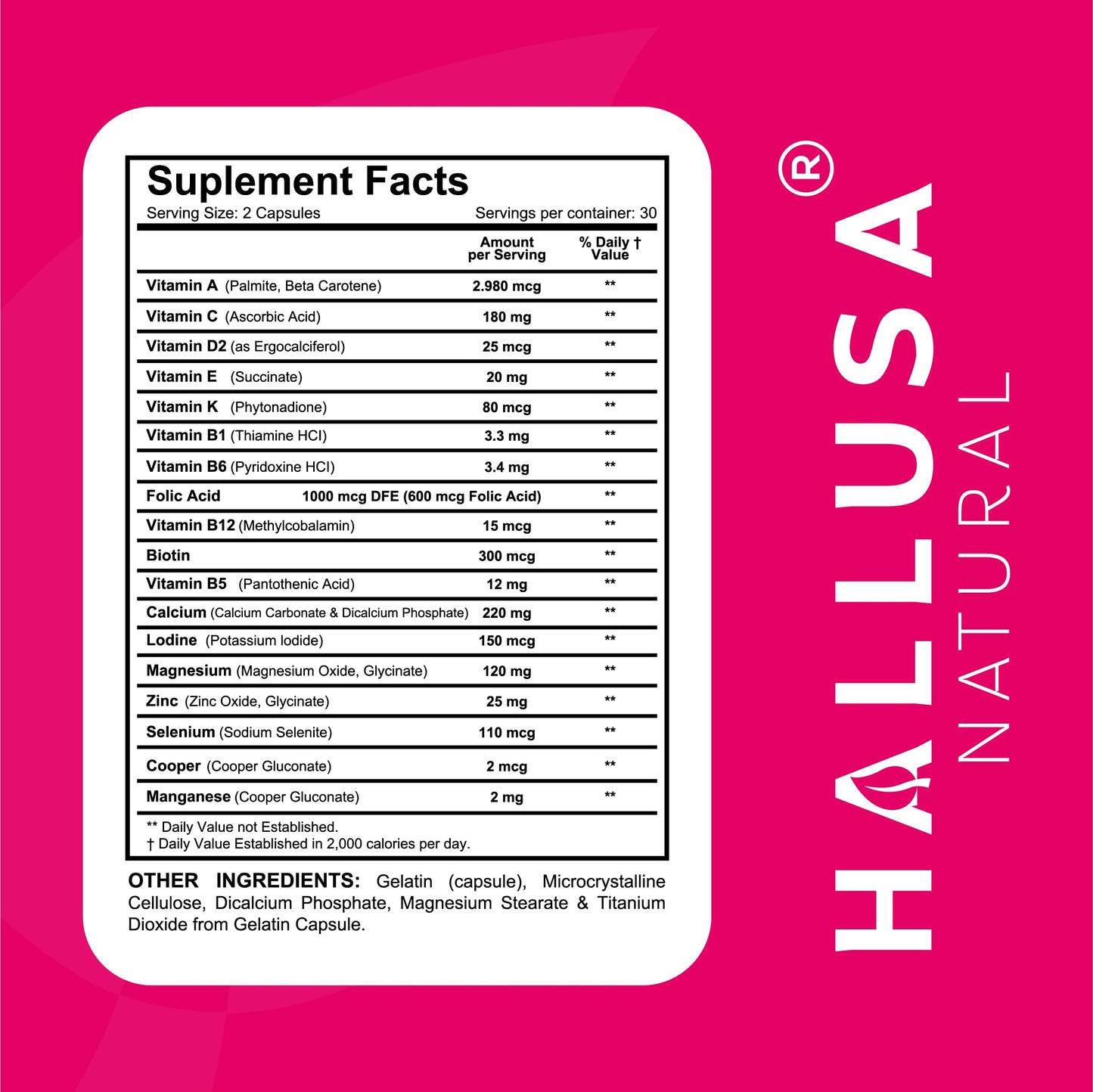 Hallusa Natural HallMultiWomen Multivitamin for Women Capsules, 60 Count