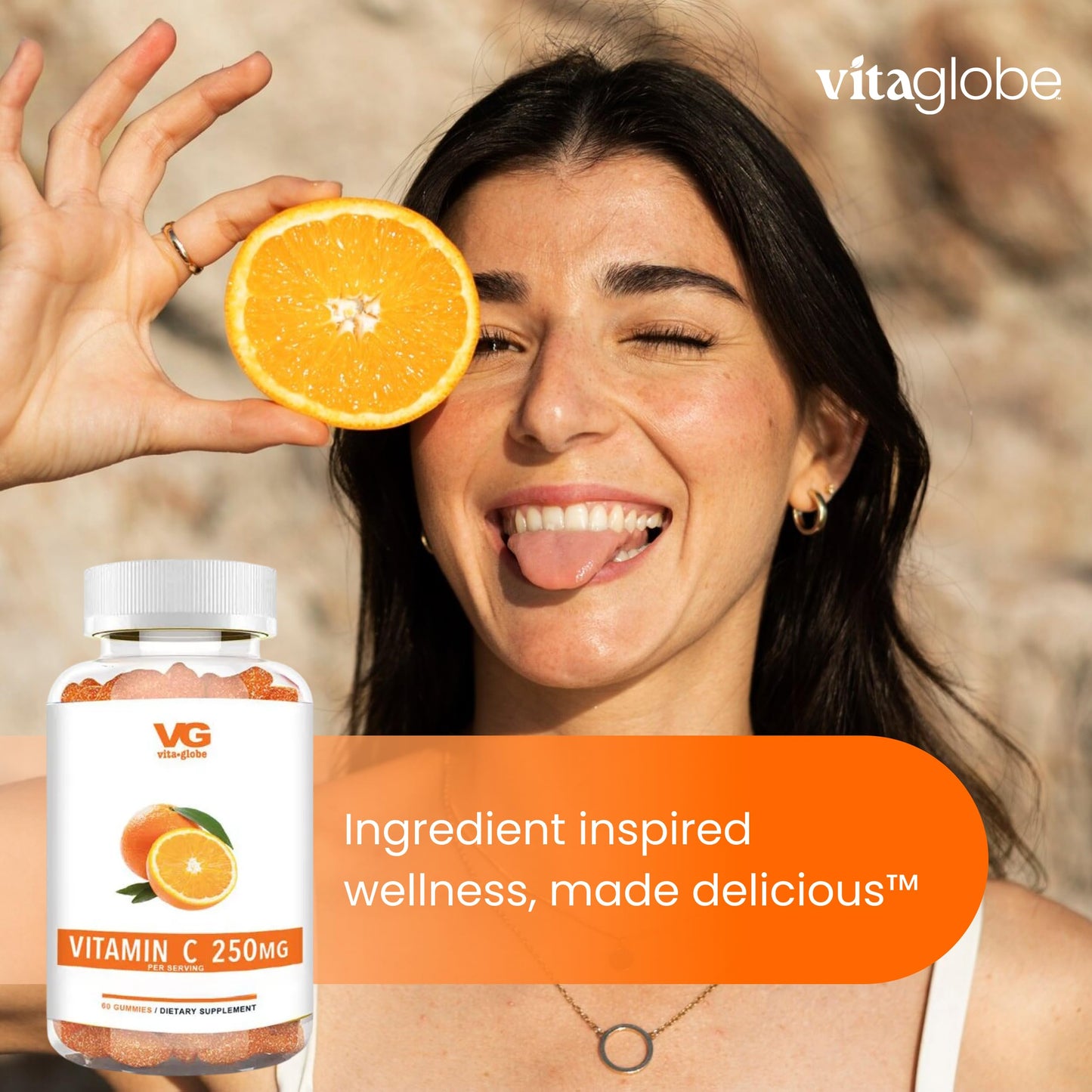 VITA GLOBE Vitamin C 250mg Gummies with Collagen, Immune Support, Non-GMO, 120 Gummies